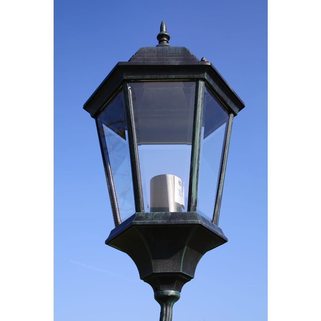 vidaXL Außen-Stehlampe Gartenlaterne 2-flammig 230 cm Dunkelgrün/Schwarz Aluminium