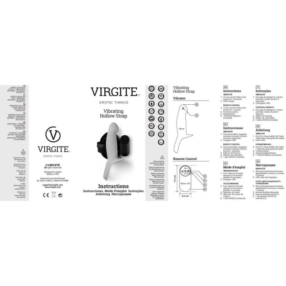 Virgite Strap-on-Dildo Virgite Hollow Strap Vibrating H4 Size L