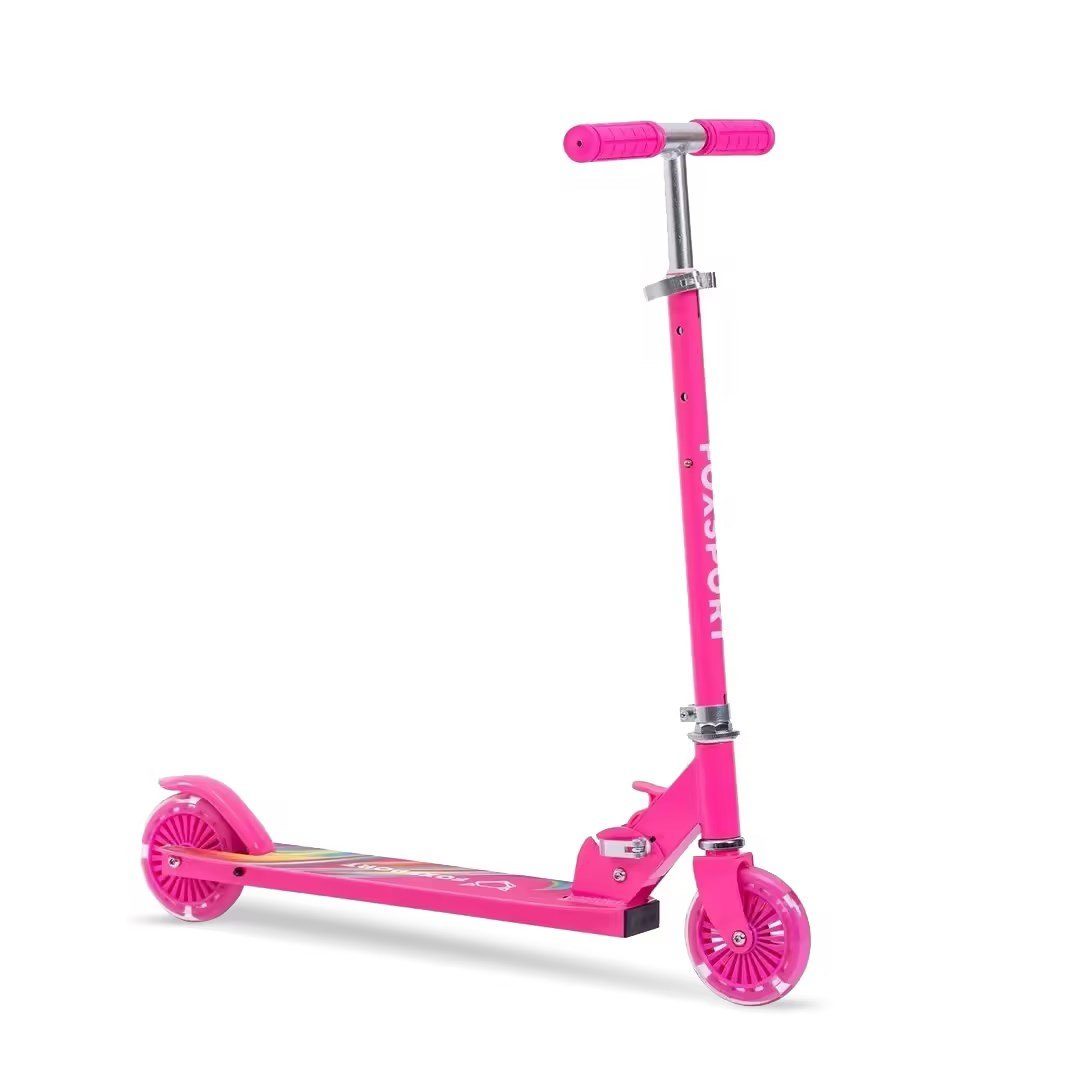 FOXSPORT Cityroller Kick Scooter Faltbarer Kinderoller, 4,00 km/h, (Set, mit Schutzblechen), klappbar&höhenverstellbar Scooter 4.7 Zoll Räder Maximale 50 kg rose