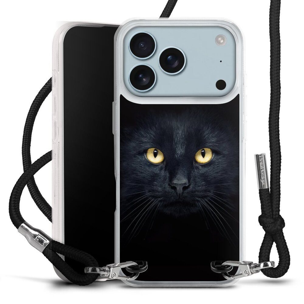 DeinDesign Handyhülle Katze Auge schwarz Tom Cat, Apple iPhone 17 Pro Handykette Hülle mit Band Case zum Umhängen