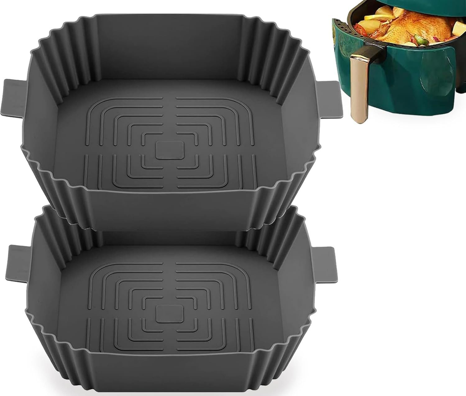 Agger Silikonform Airfryer Silikonform 2er Set – Wiederverwendbare Einlage, (2-tlg), für Heißluftfritteuse, Antihaft, Hitzebeständig