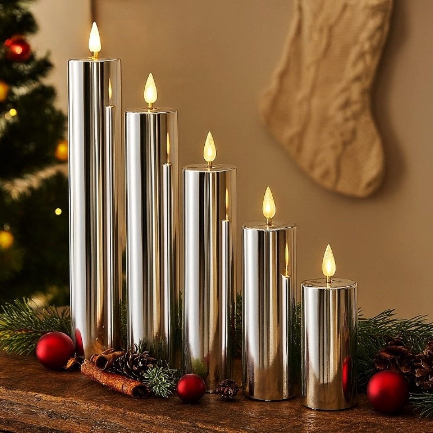 Online-Fuchs LED-Kerze 5er Set LED Kerzen XL mit 6-Stunden Timer und Hochgl günstig online kaufen