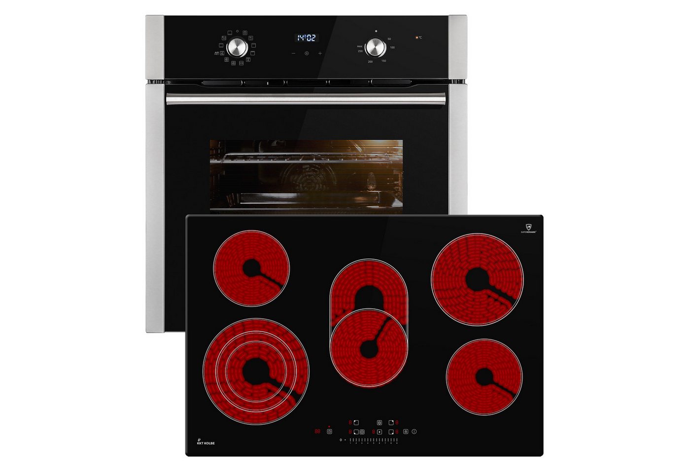 KKT KOLBE Backofen-Set Backofen und Kochfeld SET8810CH77RL, mit 2-fach Teleskopauszug, Herdset / Heißluft / Einbaubackofen / Timer / Kochmulde