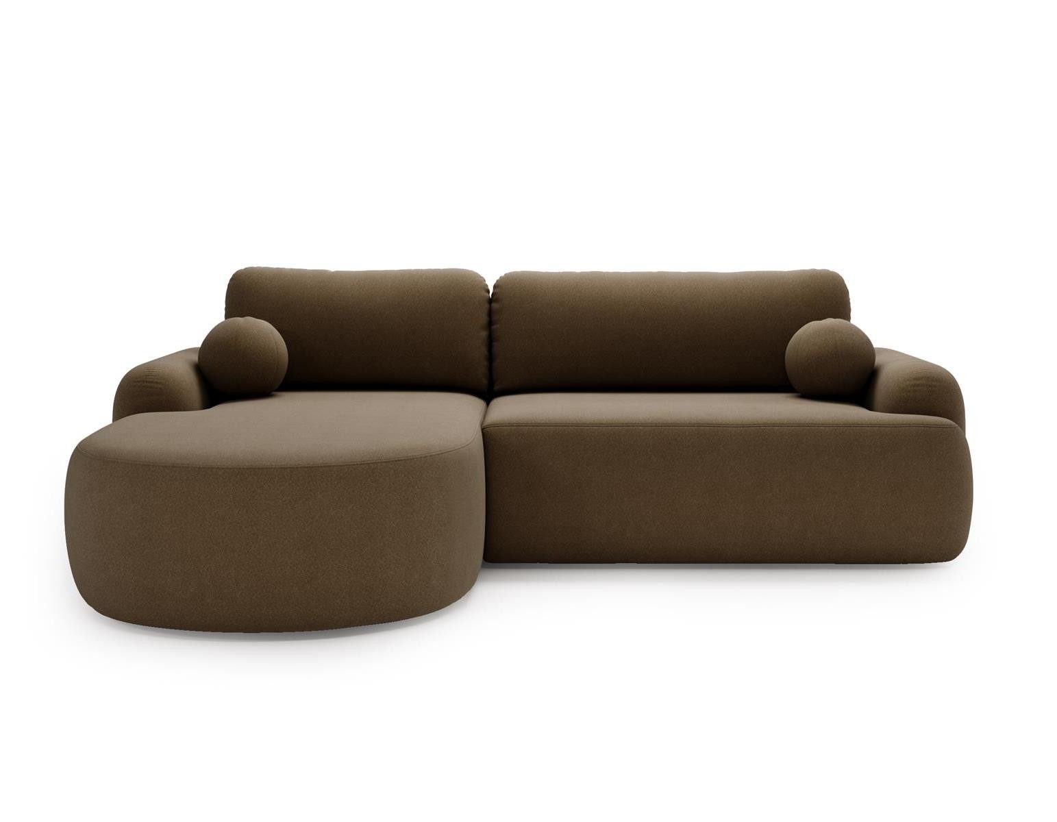 Compleo Ecksofa boucle, Designer Couch L-form, Rundes Design, 261 cm breit OLIO, TOPSELLER, MADE IN EU