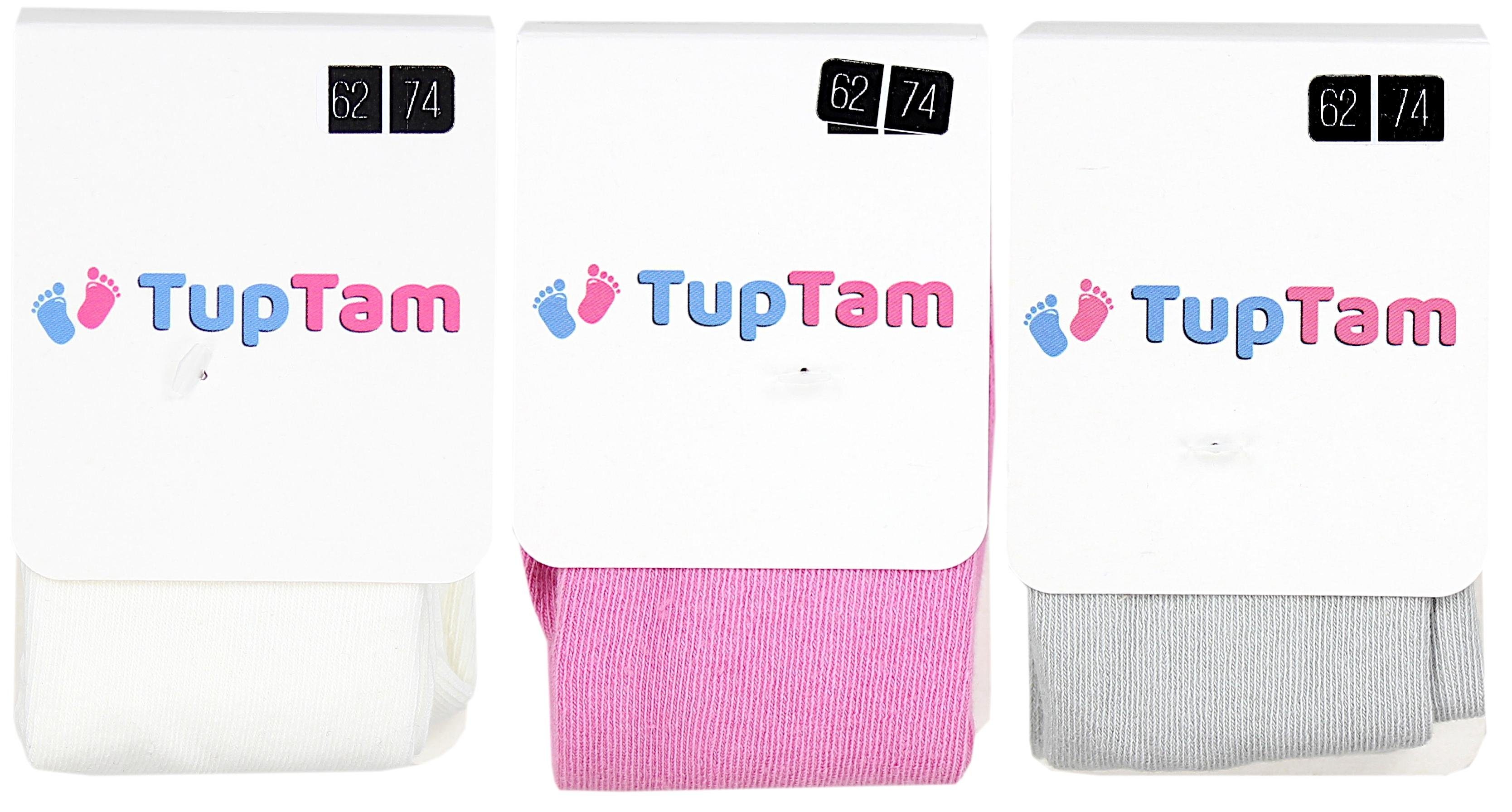 TupTam Strumpfhose TupTam Baby Mädchen 3er 3er Pink St) Blickdicht Pack Ecru Grau (1 Pack Strumpfhose