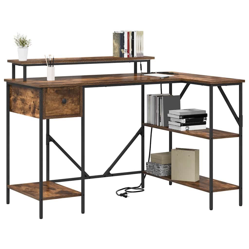 vidaXL Schreibtisch Schreibtisch Geräucherte Eiche Holzwerkstoff 120 x 79 x 86,5 cm (1-St)