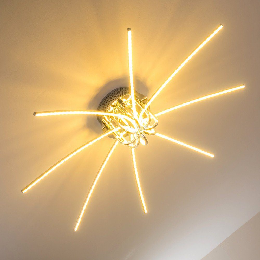 hofstein Deckenleuchte »Chieuti« einer Sonne 1900 Kelvin, geschwungene Metall, 3000 Lichtleisten Lumen, stilisierten chrom, 8 Deckenlampe