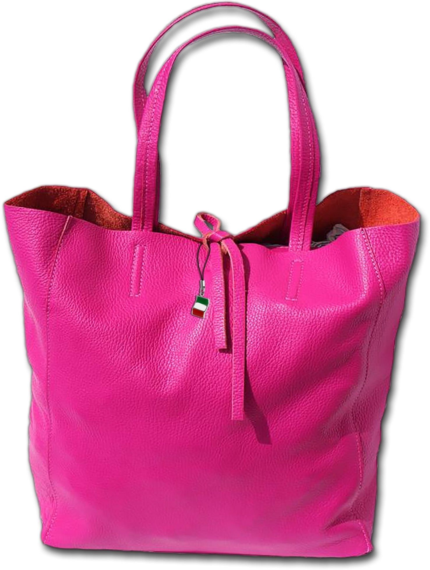 FLORENCE Shopper Florence Echtleder Schultertasche pink (Shopper, Schultertasche), Damen Tasche Echtleder, Rindsleder pink, Made-In Italy