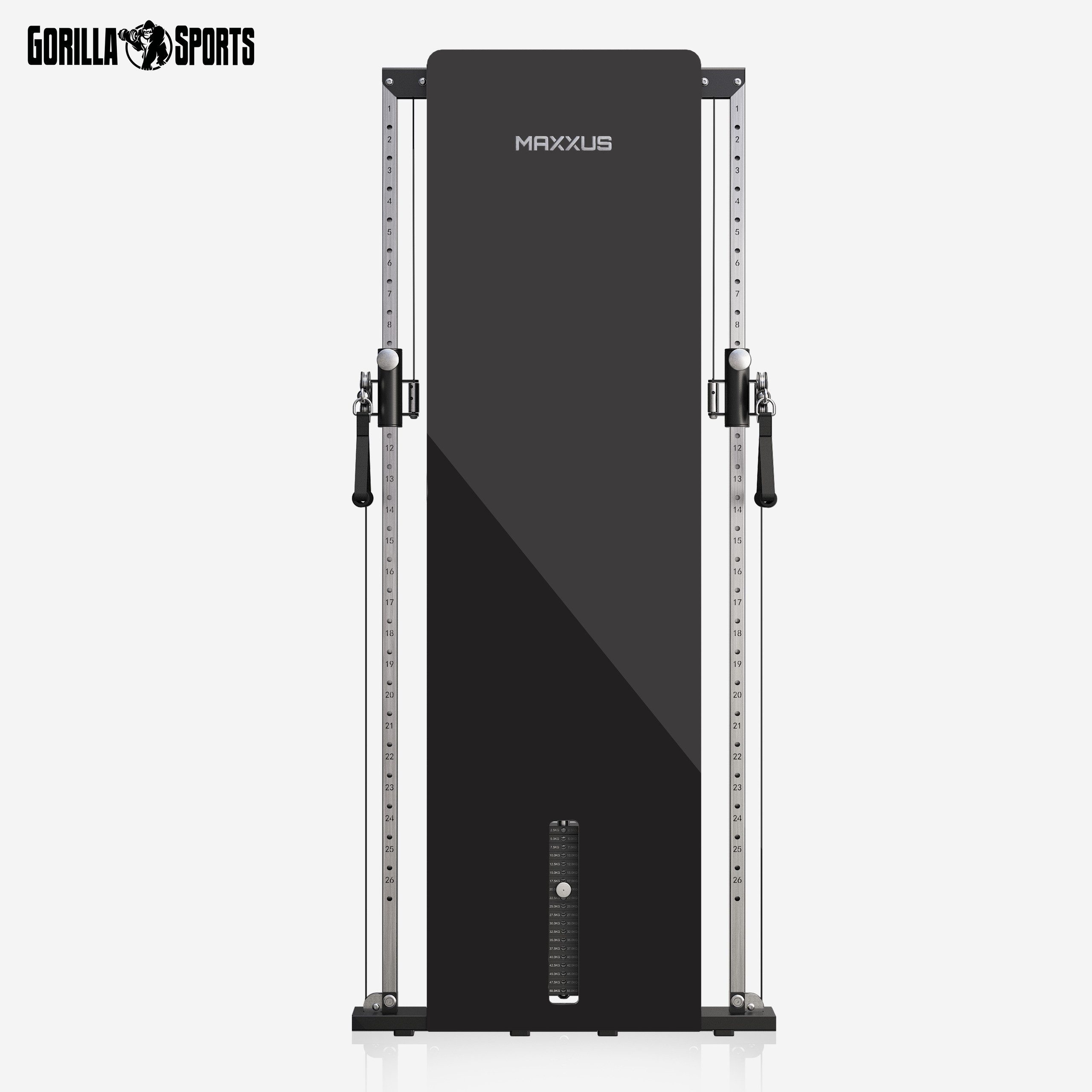 MAXXUS Kraftstation SmartGym H1 - Seilzug Turm, Kabelzug, Fitnessgerät, Kabelzug - Station, (1-tlg), Latzugstation Zuhause, Wandmontage, Doppelzugeinheit, Gewichtsplatten