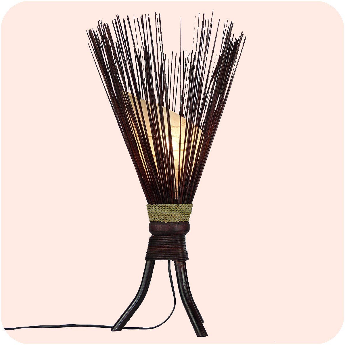 SIMANDRA Stehlampe Jungel, Ambilight, ohne Leuchtmittel, Tageslichtweiß, Warmweiß, 60 x 35 cm Bali asiatische Lampe aus Naturmaterial