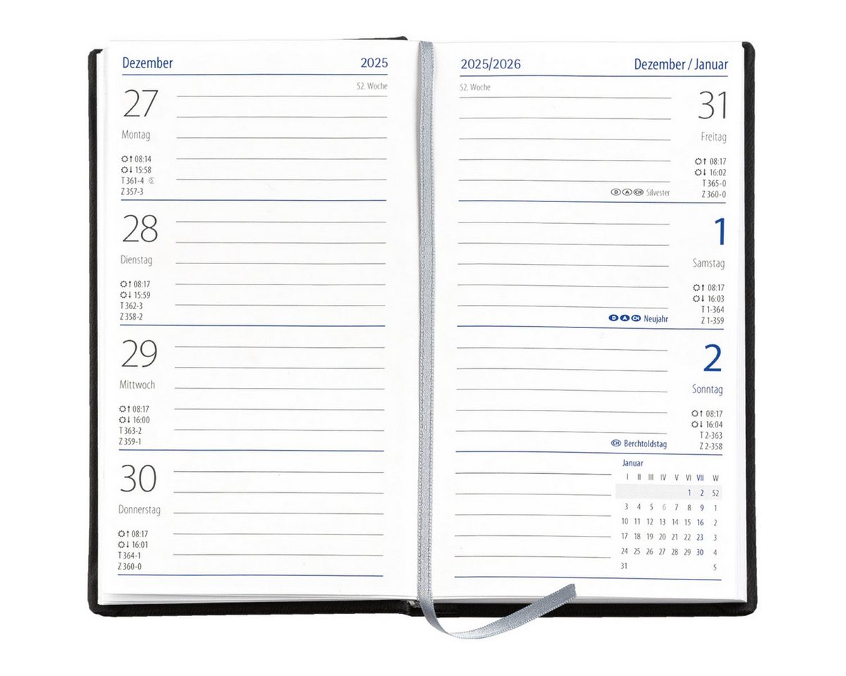 Thumbnail - GÜSS Kalender Taschenkalender Taschenkalender 8,7x15,3cm 1 Woche / 2 Seiten blau 2026