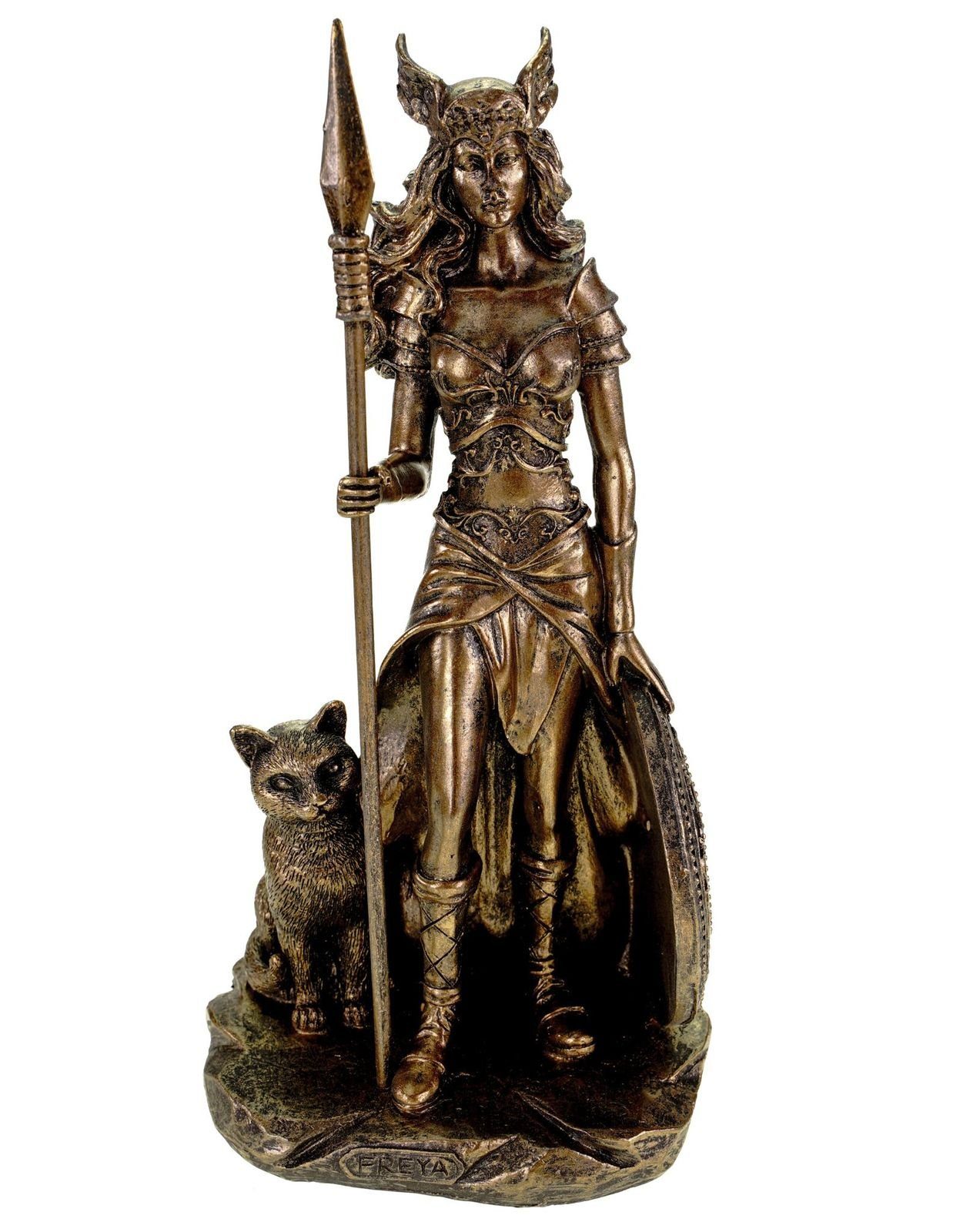 Kremers Schatzkiste Dekofigur Freya Figur Germanische Göttin 33 cm in Rüstung mit Speer und Schild