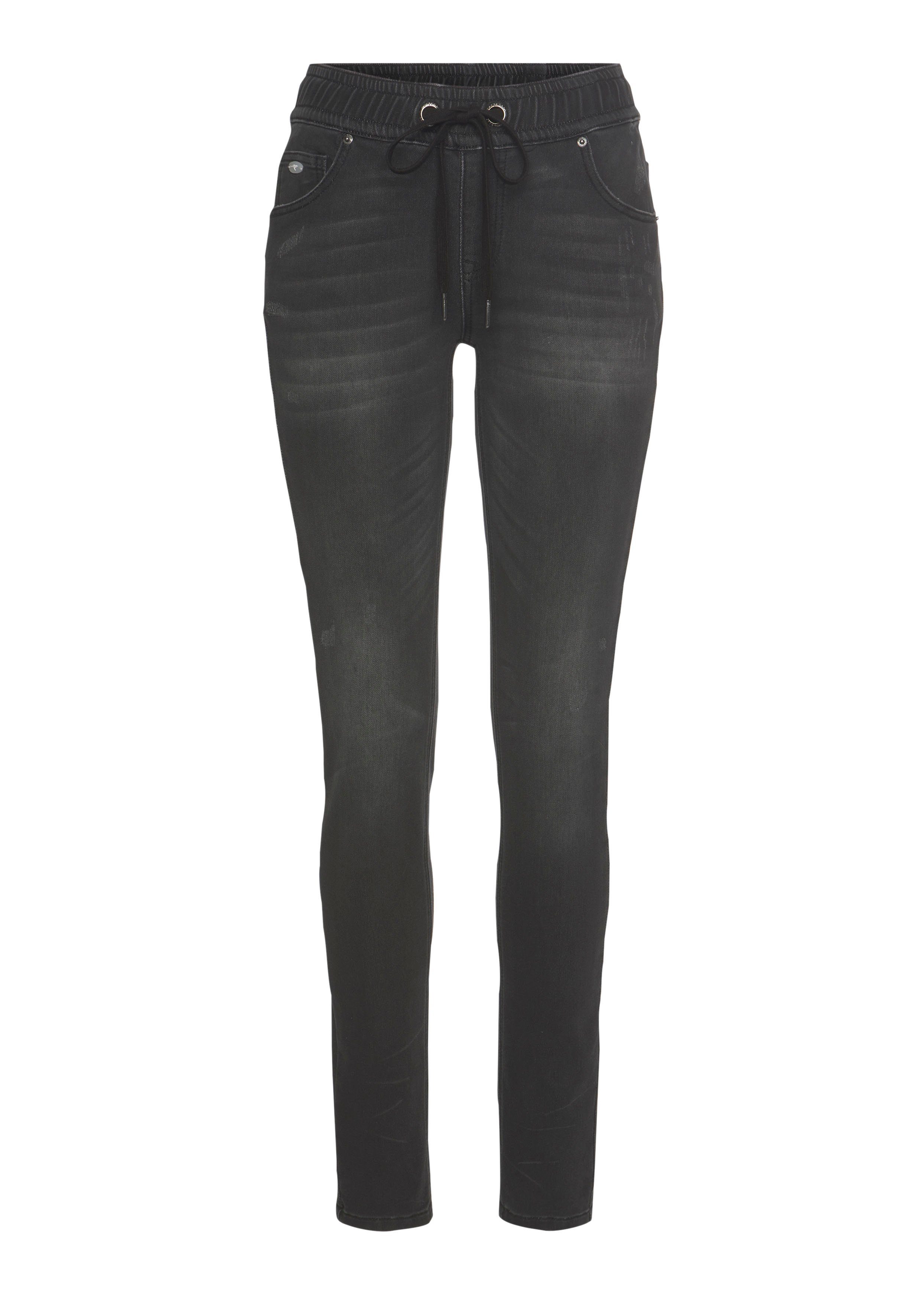 Pants in Jogg elastischem black-used Bündchen Denim-Optik mit KangaROOS