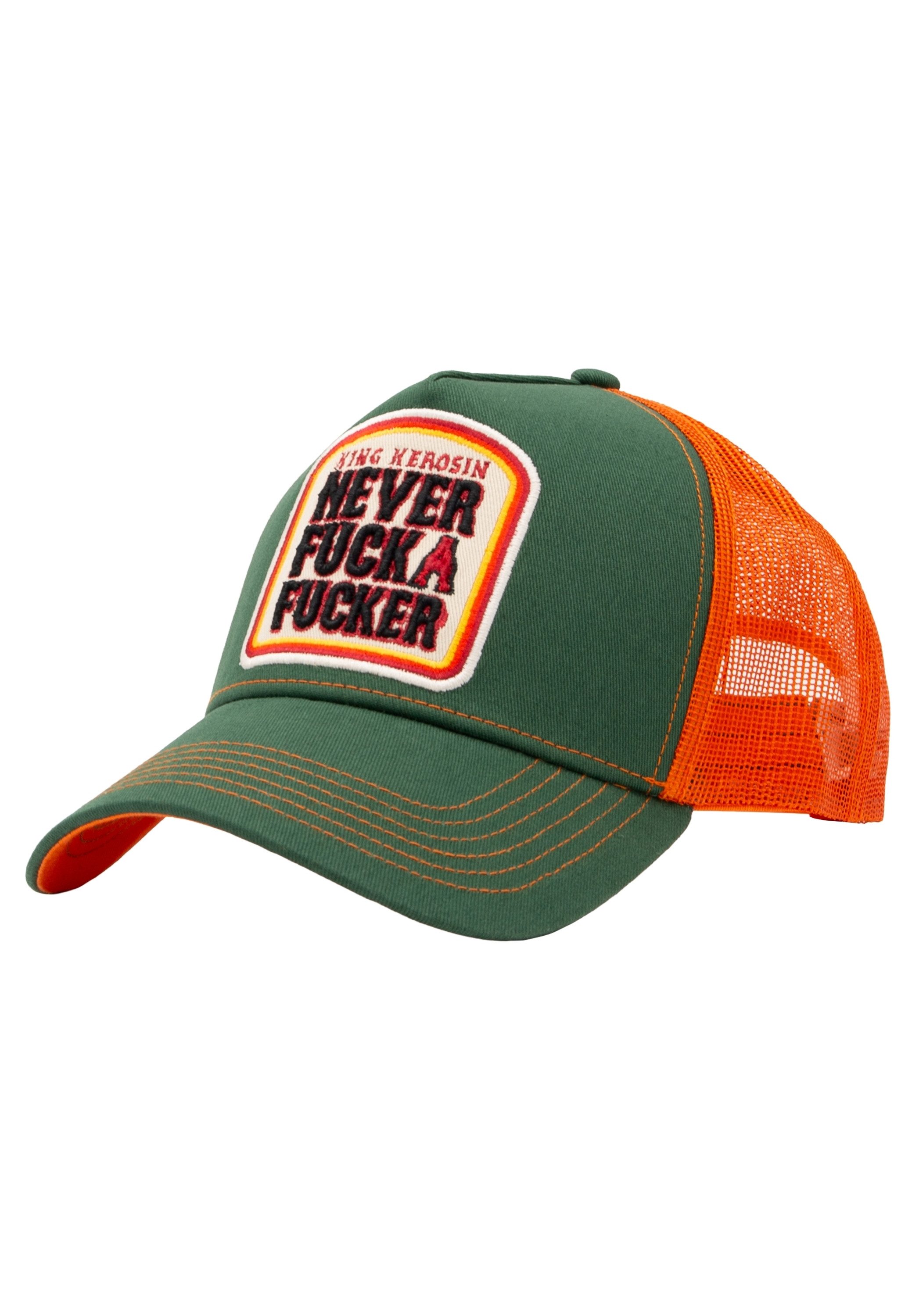 KingKerosin Trucker Cap Never Fuck A Fucker (1-St) mit Frontstickerei in 3D-Optik