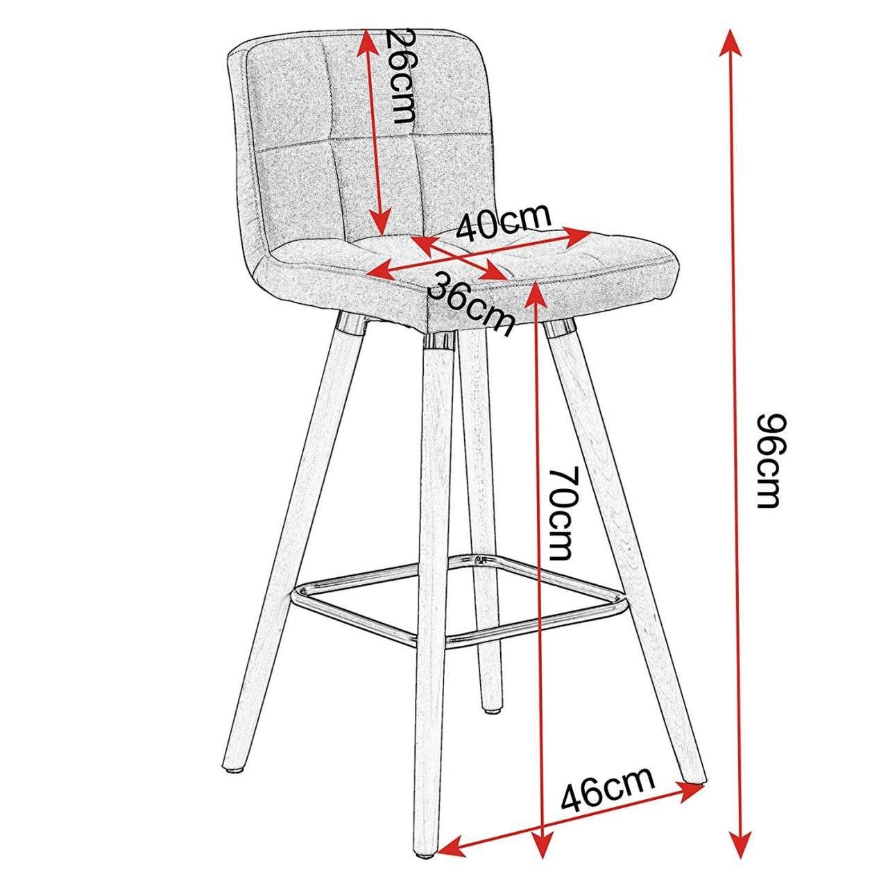 Woltu Barhocker (2 St), Barstuhl Design Stuhl Massivholz Leinen, Dunkelgrau
