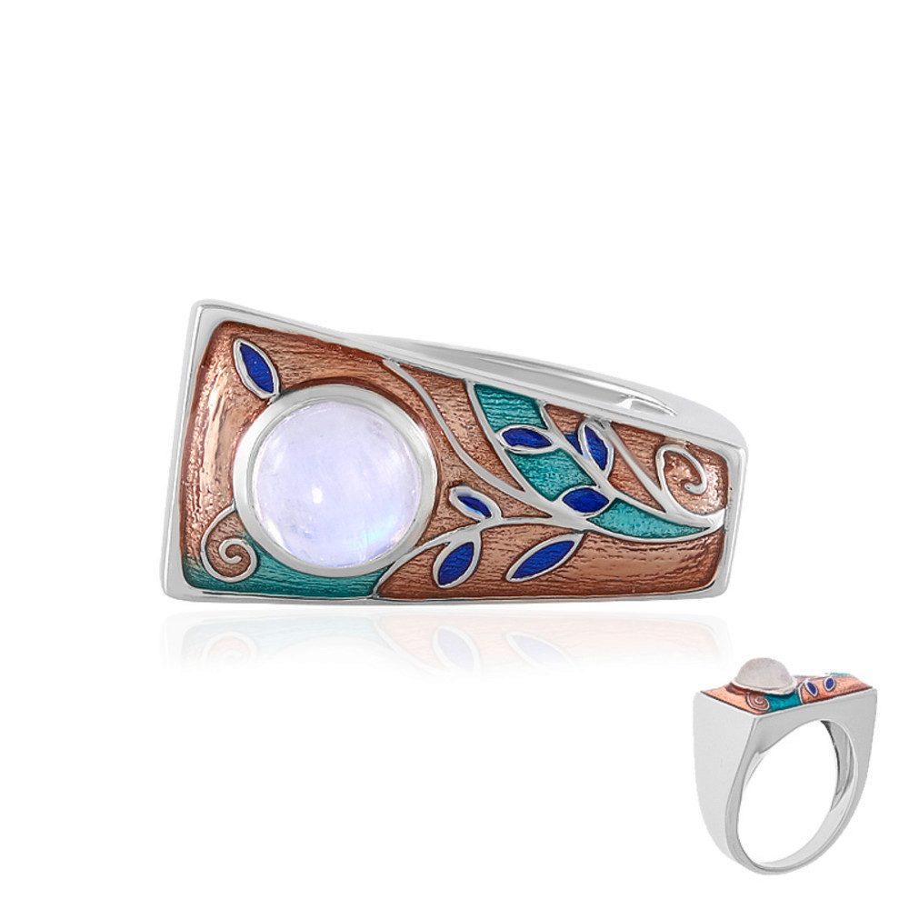 Cavill Silberring Cavill Silberring mit 0,99 ct blauem Mondstein, florales Design (1-tlg)