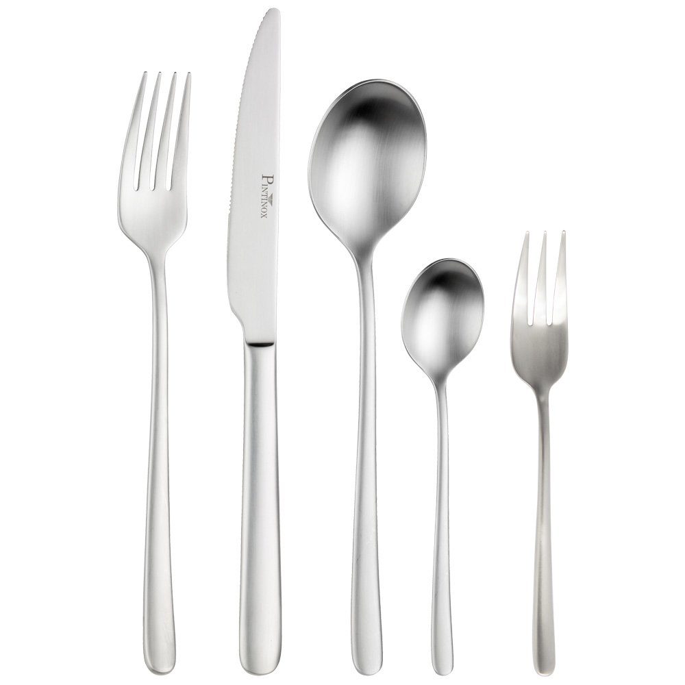 PINTINOX Besteck-Set Tafelbesteck Set 30 tlg. Sky Satin (30-tlg), 6 Personen, Edelstahl, mattierte Optik, Edelstahl und Chromstahl, 6 Personen