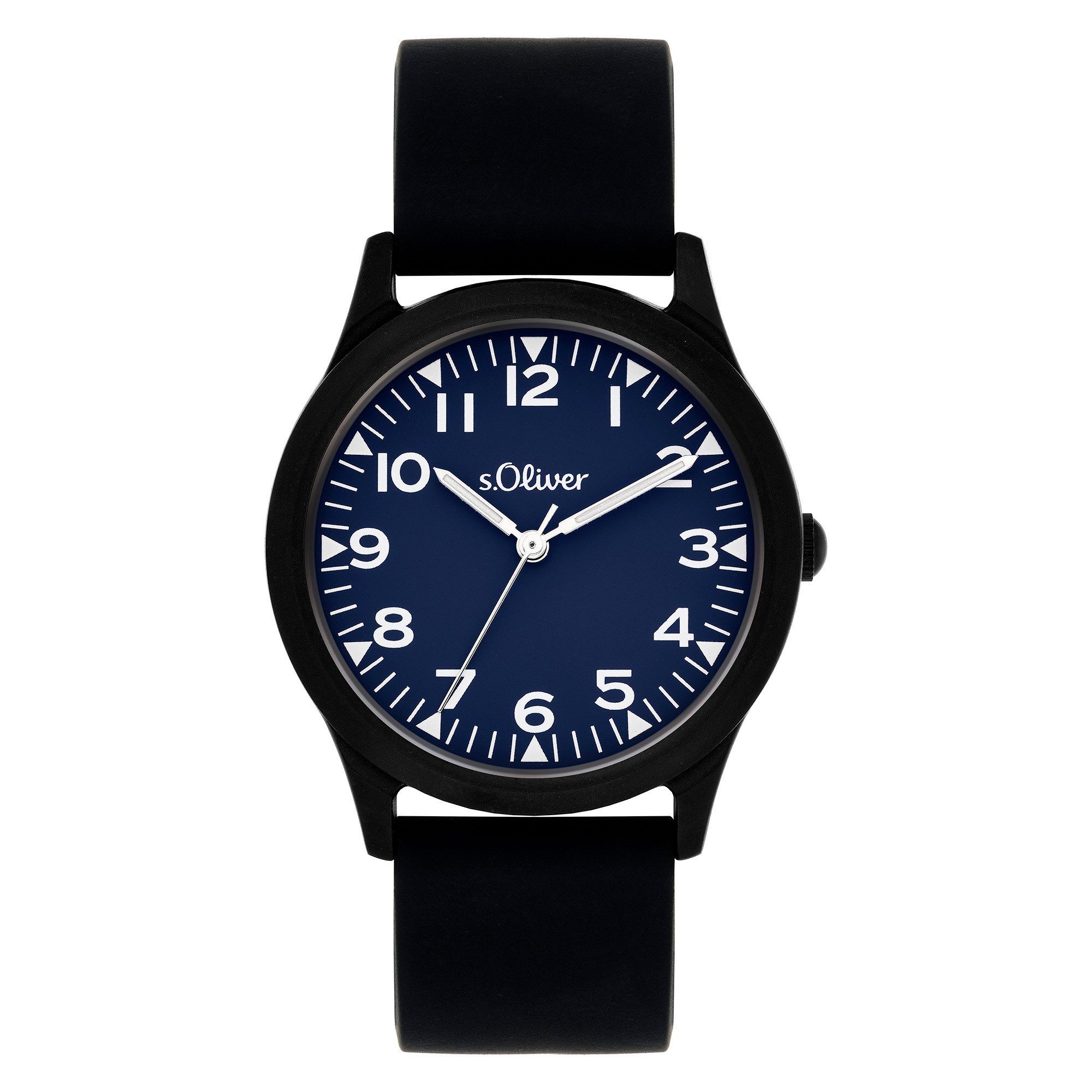 s.Oliver Quarzuhr The Black Rush SO-4526-PQ, Armbanduhr, Silikonarmband, Kinderuhr, Junge, analog