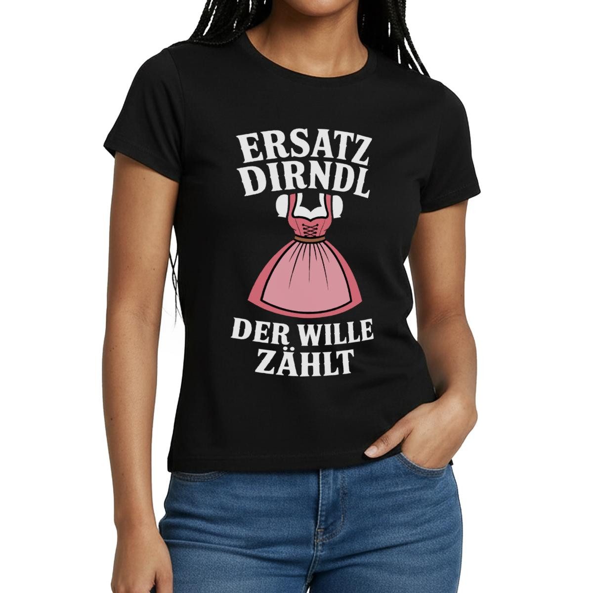 Spreadshirt T-Shirt Ersatz Dirndl Oktoberfest, Der Wille Zählt Frauen T-Shirt (1-tlg) Slim Fit, fällt klein aus