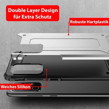 FITSU Handyhülle Outdoor Hülle für Samsung Galaxy A72 Silber 6,7 Zoll, Robuste Handyhülle Outdoor Case stabile Schutzhülle mit Eckenschutz