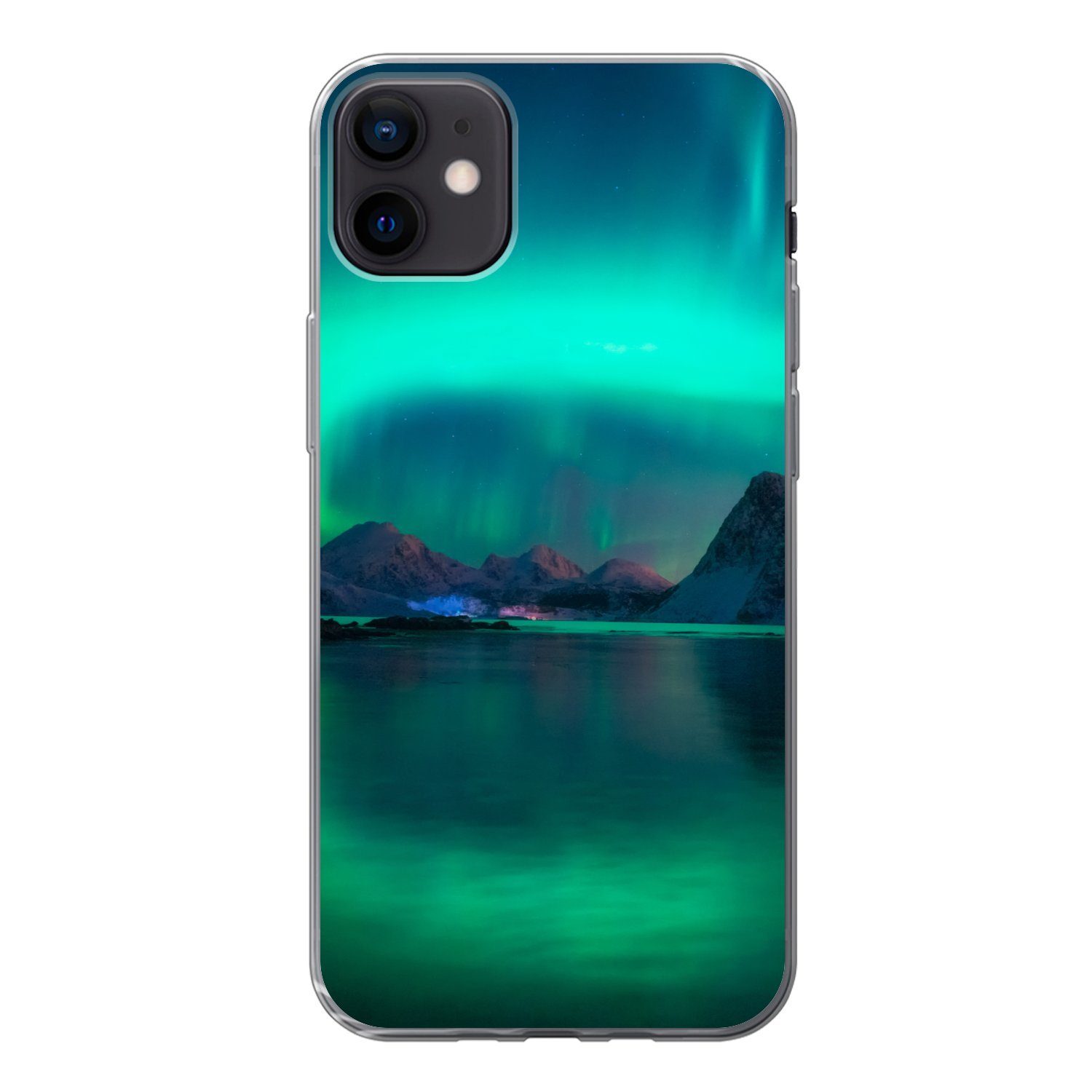 Handyhülle für Apple iPhone 12 Mini Nordlichter - Berge - Norwegen
