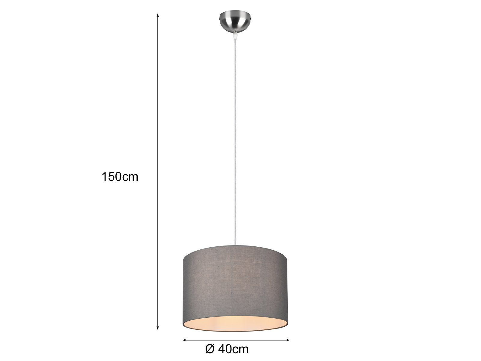 über-n Treppenhaus Design-klassiker Grau, Pendelleuchte, hängend Dimmfunktion, Esstisch meineWunschleuchte Ø40cm Lampe LED wechselbar, Warmweiß, LED