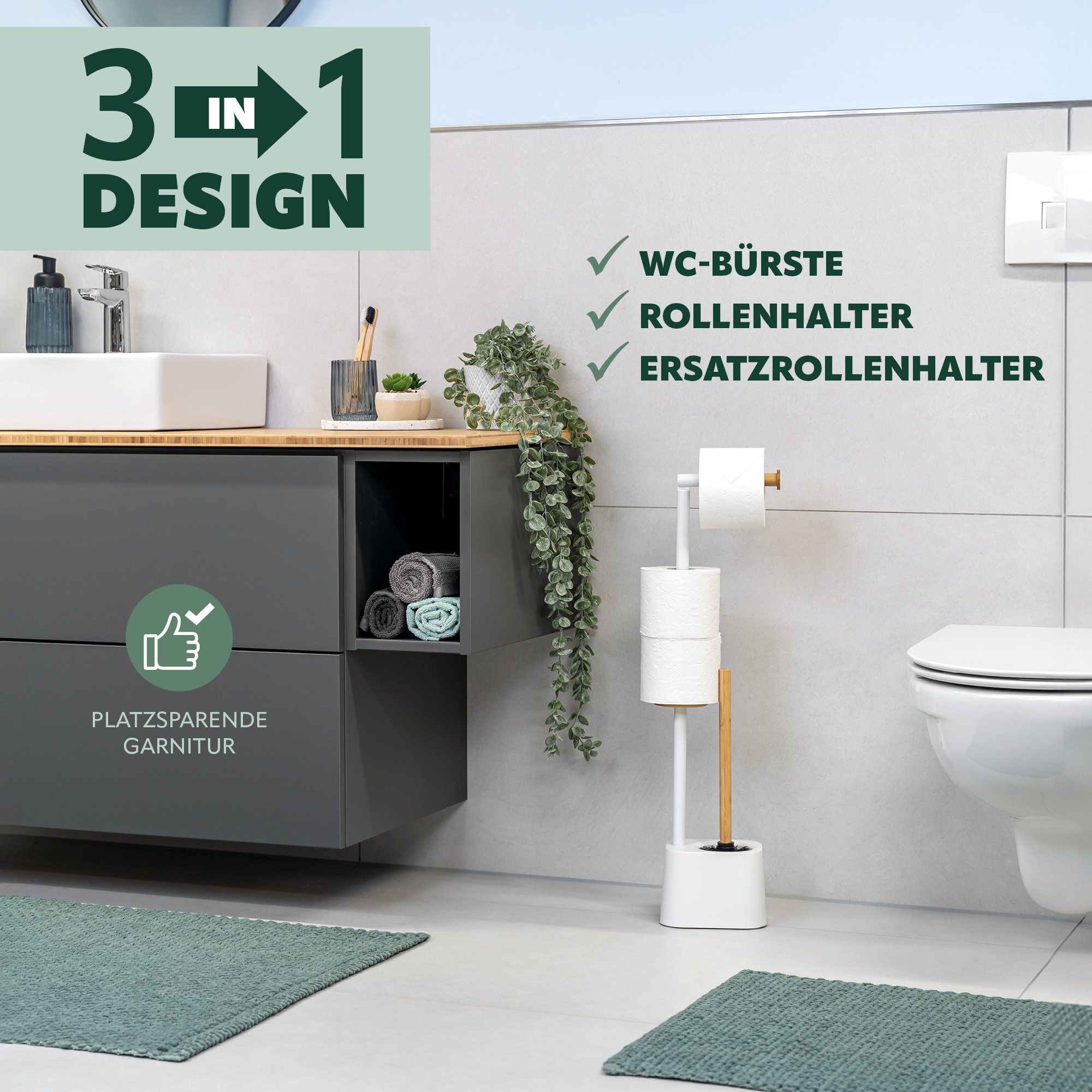 bremermann WC-Garnitur WC-Garnitur 3in1 inkl. Rollenhalter, WC-Bürste und E günstig online kaufen