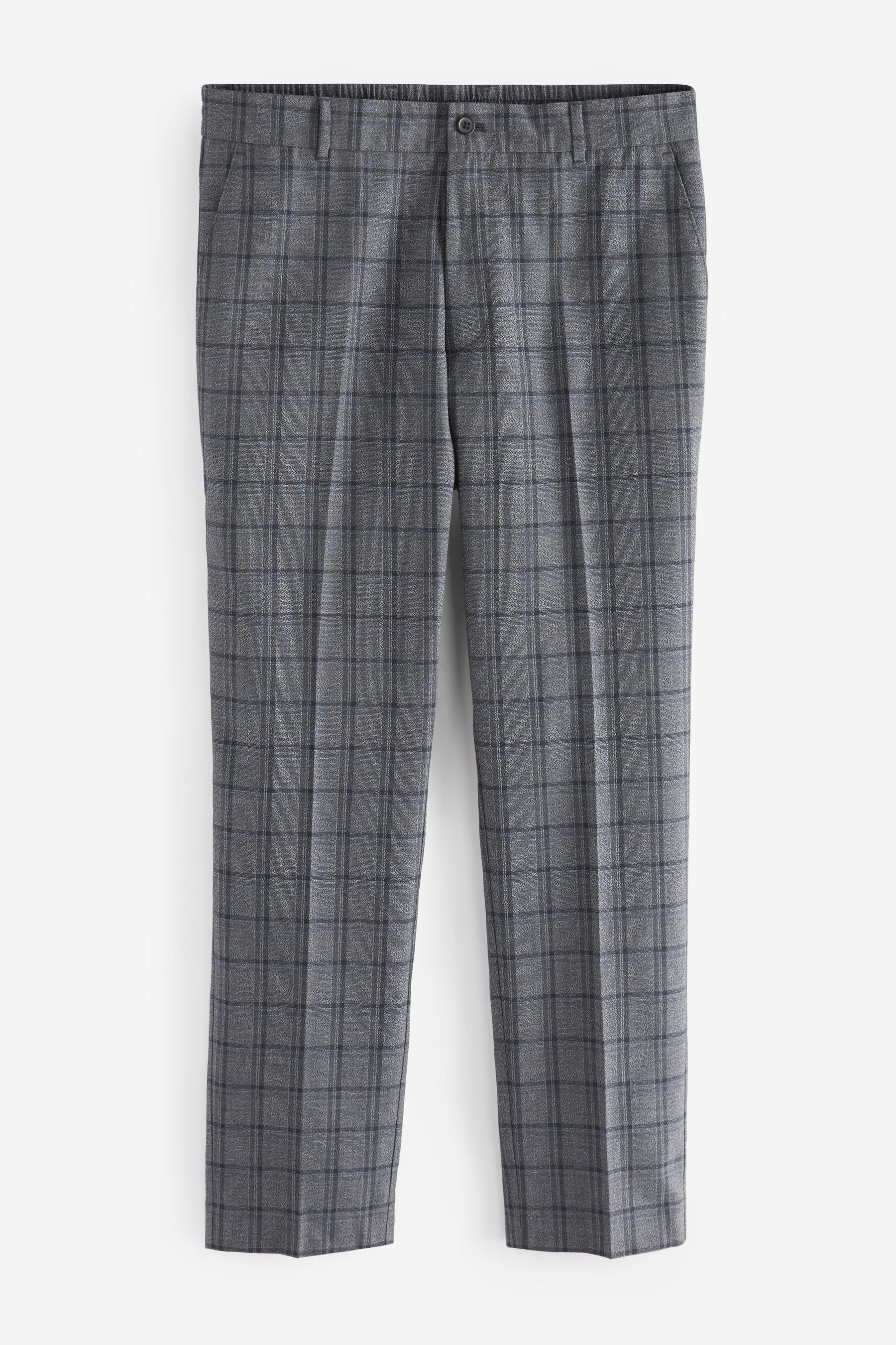 Next Stoffhose Formelle Jogginghose mit schmal zulaufendem Bein (1-tlg) Grey/Blue Check