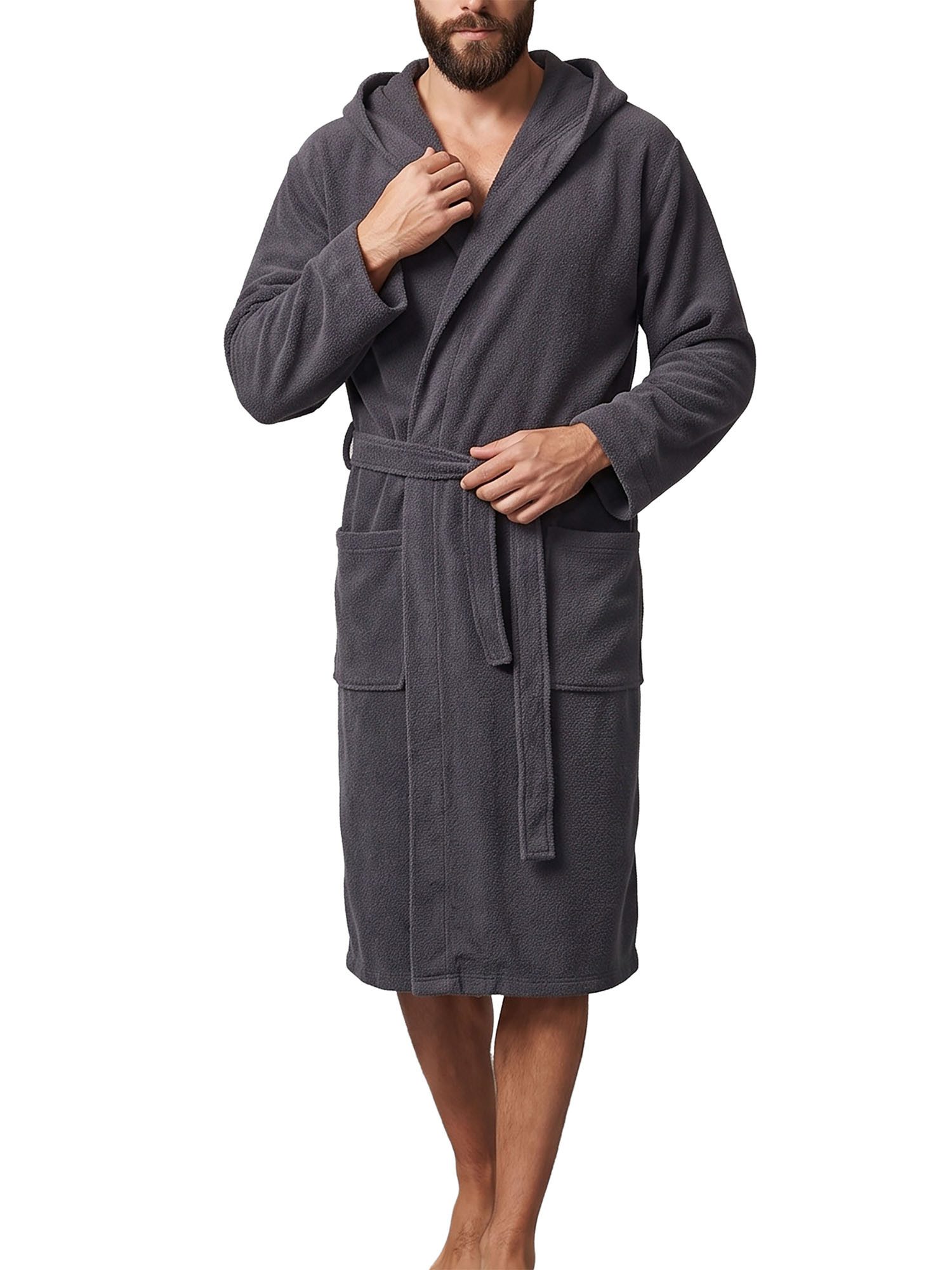 seidensticker Morgenmantel Herren Morgenmantel bodywear, mit Baumwolle, aus Baumwolle, Frottier Morgenmantel, Bindeband, seitliche Taschen