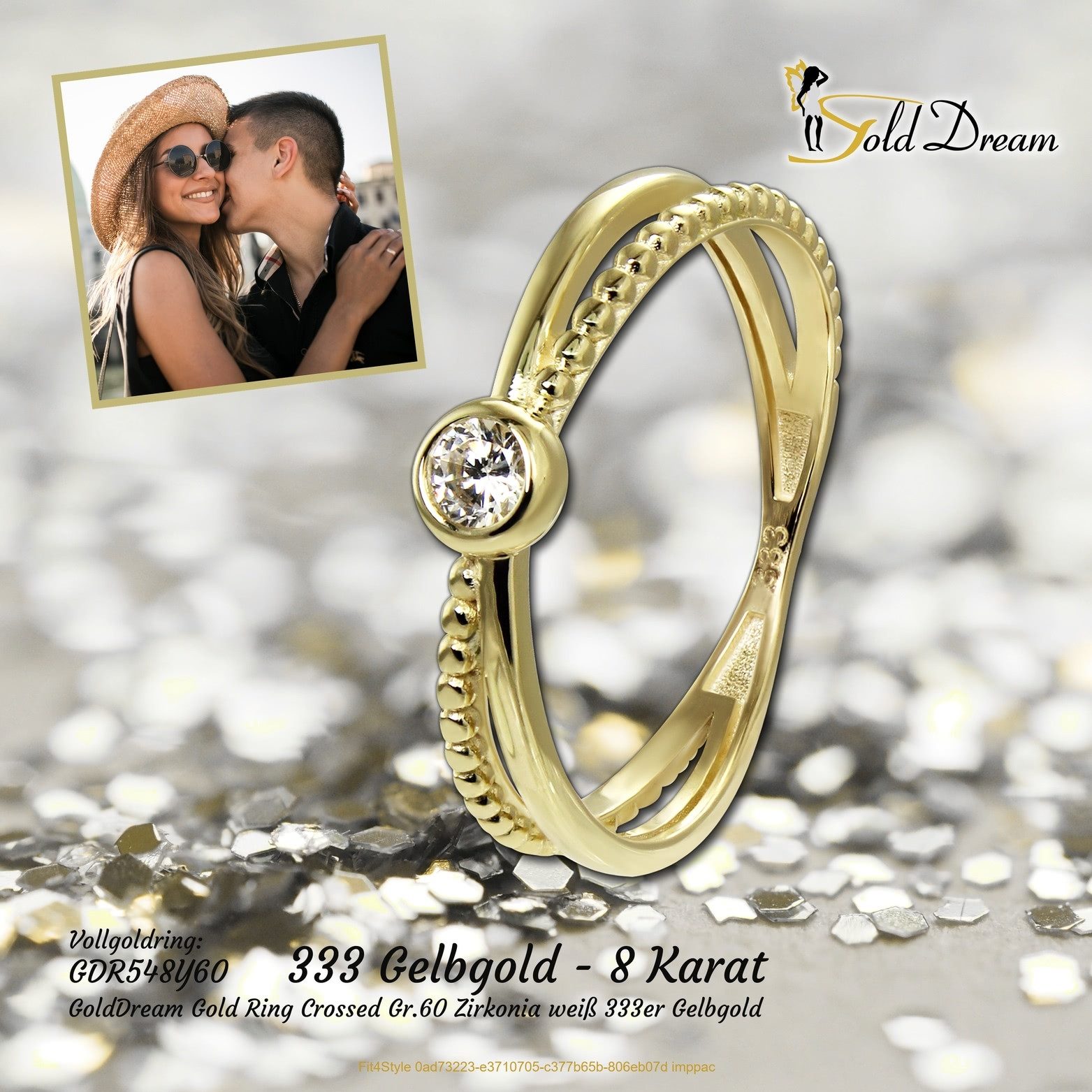 GoldDream Goldring GoldDream Gold Ring Crossed Gr.60, Fingerring 333 Gelbgold - 8 Karat Crossed Damen Ringschmuck