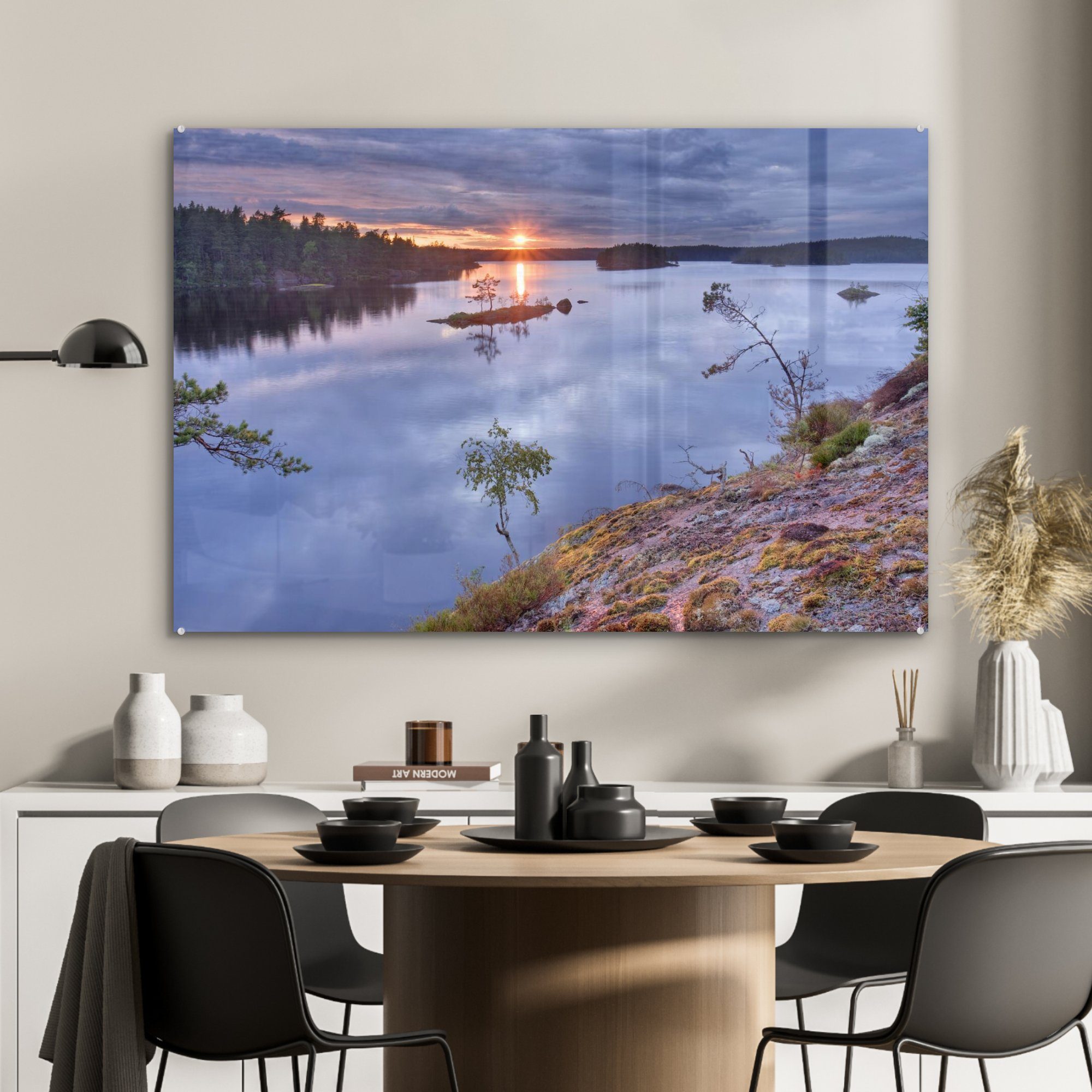 im in St), (1 Tiveden-Nationalpark MuchoWow Schweden, Sonnenuntergang Schlafzimmer Wohnzimmer Acrylglasbild Acrylglasbilder &