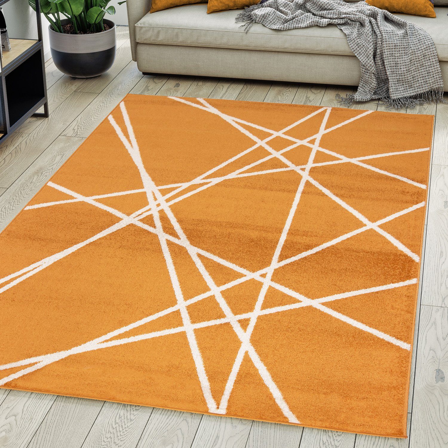 mm, farbe Modern Designteppich für - x cm, Orange Mazovia, Fußbodenheizung, Geeignet 80 7 Muster Teppich 150 Kurzflor Höhe Kurzflor, Geometrisch
