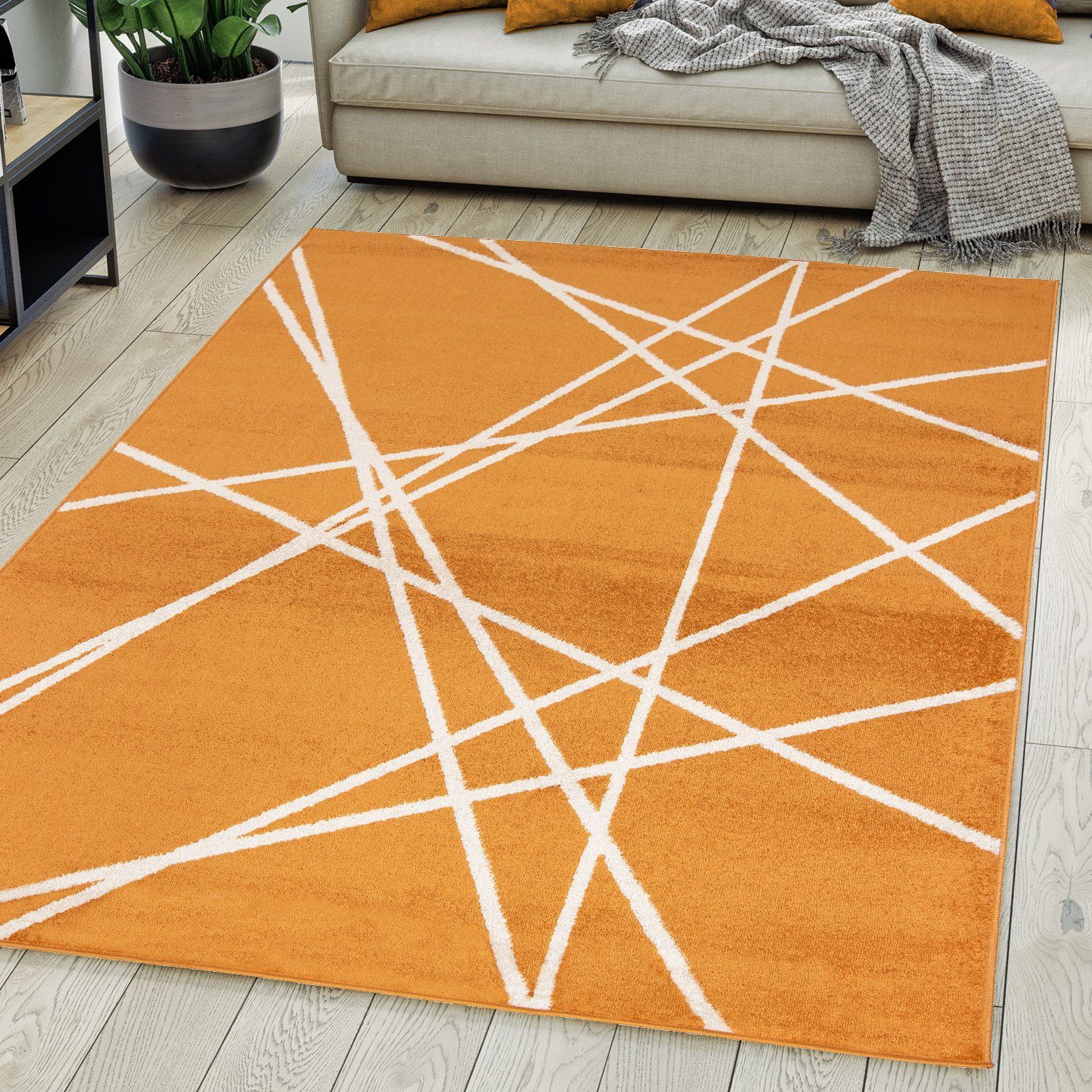 Designteppich Modern Teppich Geometrisch Geeignet Höhe - 80 150 Muster Kurzflor cm, mm, 7 Orange Mazovia, für farbe x Kurzflor, Fußbodenheizung