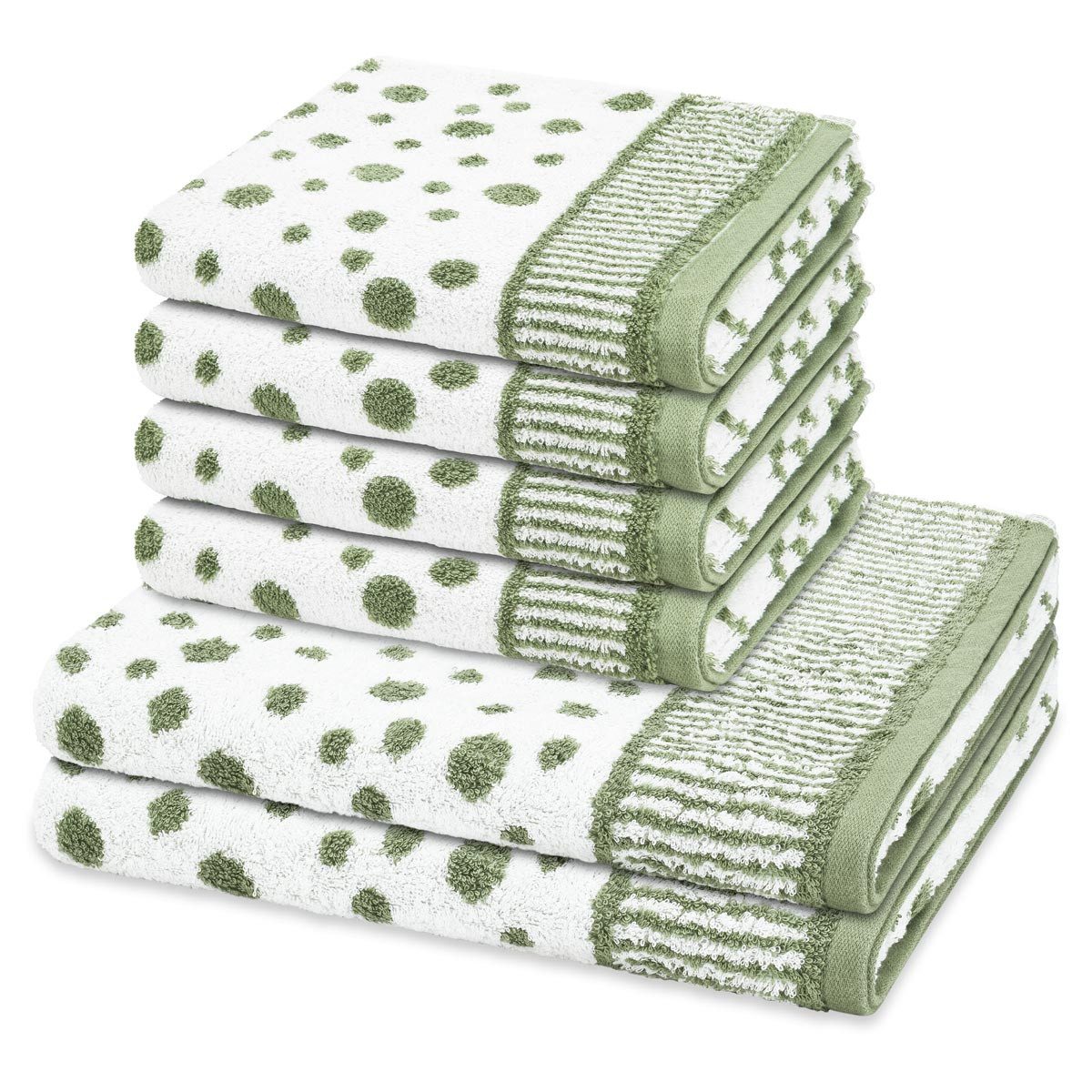 ROSS Handtuch Set Punkte allover, Frottee (Spar-Set, 6-St), 4 X Handtuch 2 X Duschtuch im Set - Baumwolle - Saugstark
