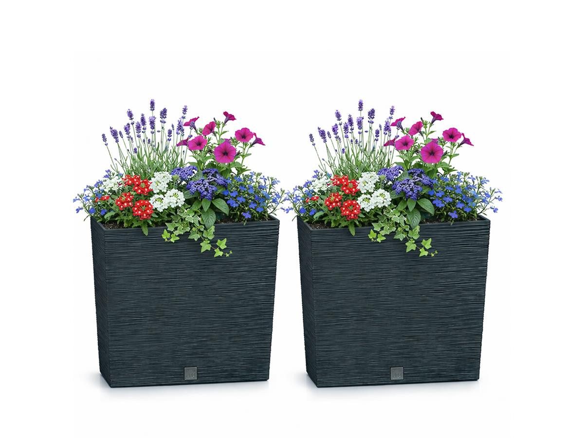 Prosperplast Blumenkasten 2x Furu DFC600T (2er-Set), Rillenoptik, eckig