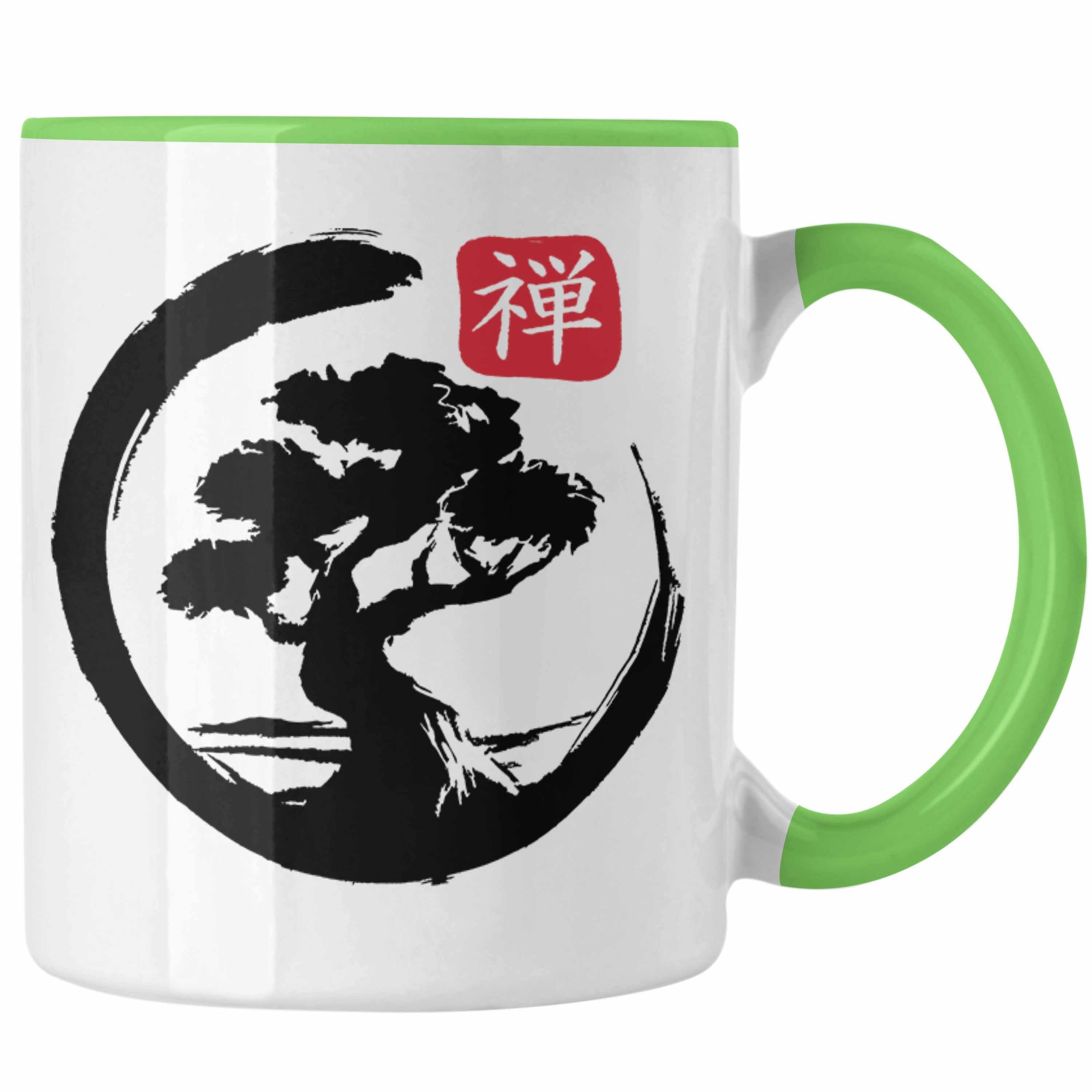 Trendation Tasse Lustige Bonsai Tasse Geschenk für Bonsai-Liebhaber Silhoette Grün