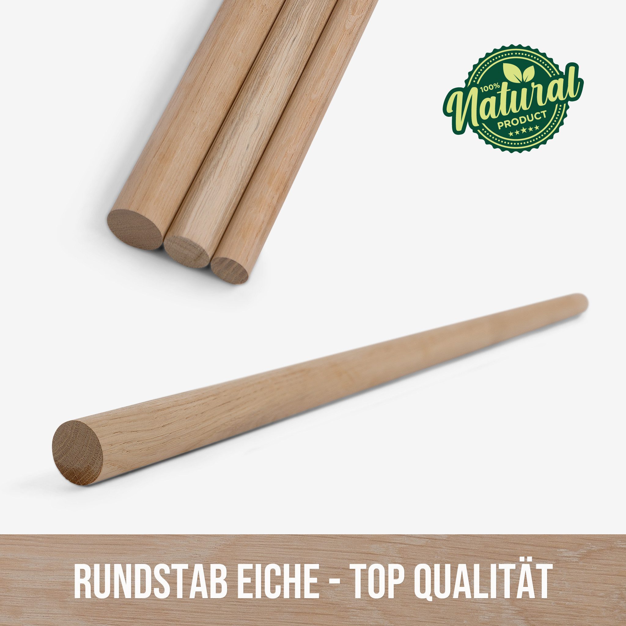 Woodsellers Bastelnaturmaterial Rundstab - Eiche gehobelt Ø 20 mm x 300 mm, (1-tlg), Woodsellers - Rundstab Eiche gehobelt - Ø 20 x 300-1000mm - Top Preis