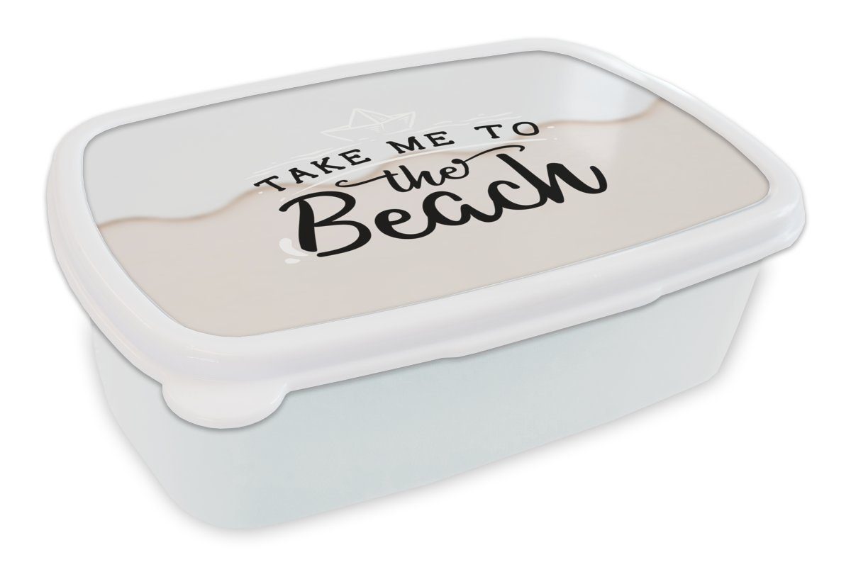 MuchoWow Lunchbox Sommer - Weiß - Rosa, Kunststoff, (2-tlg), Brotbox für Kinder und Erwachsene, Brotdose, für Jungs und Mädchen