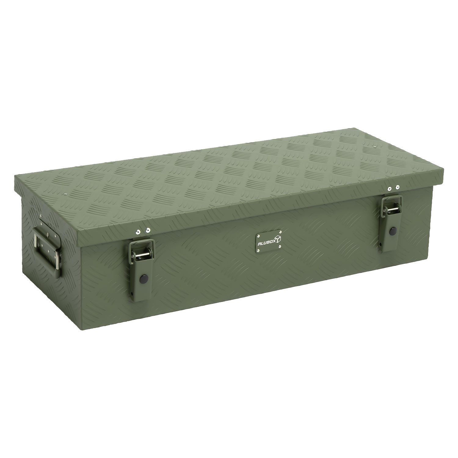 Aufbewahrungsbox Alukiste Transportbox Riffelblech olivgrün matt
