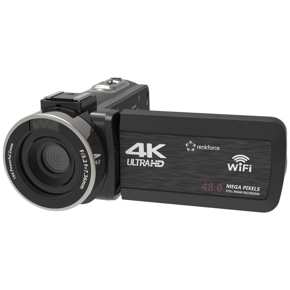 Renkforce 4K 7.6 cm/3″ Camcorder mit WLAN und Fernbedienung Camcorder (4K)