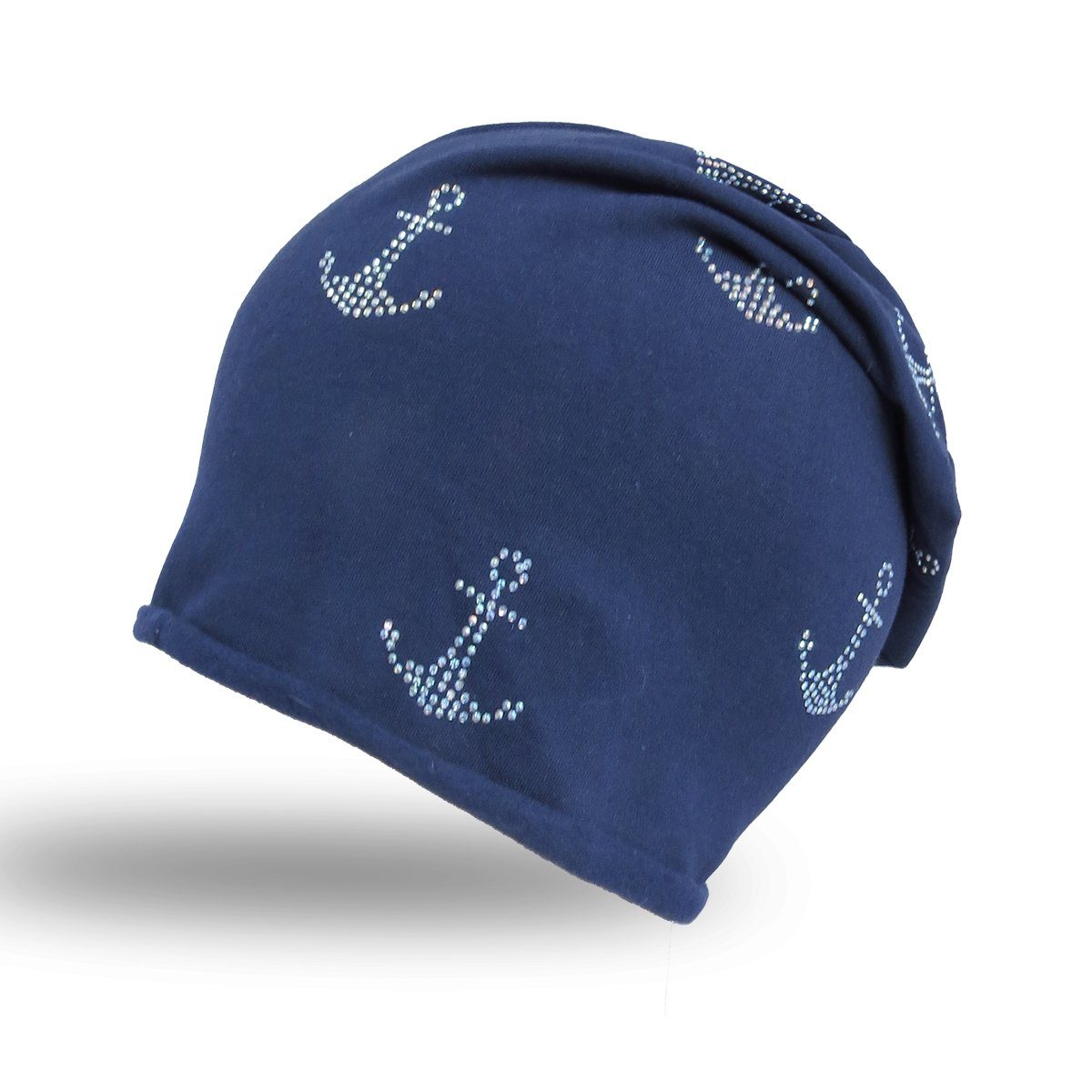 Sonia Originelli Beanie Fleece Beanie "Mini Anker Fleece" Strass Mütze Winter Premium marine