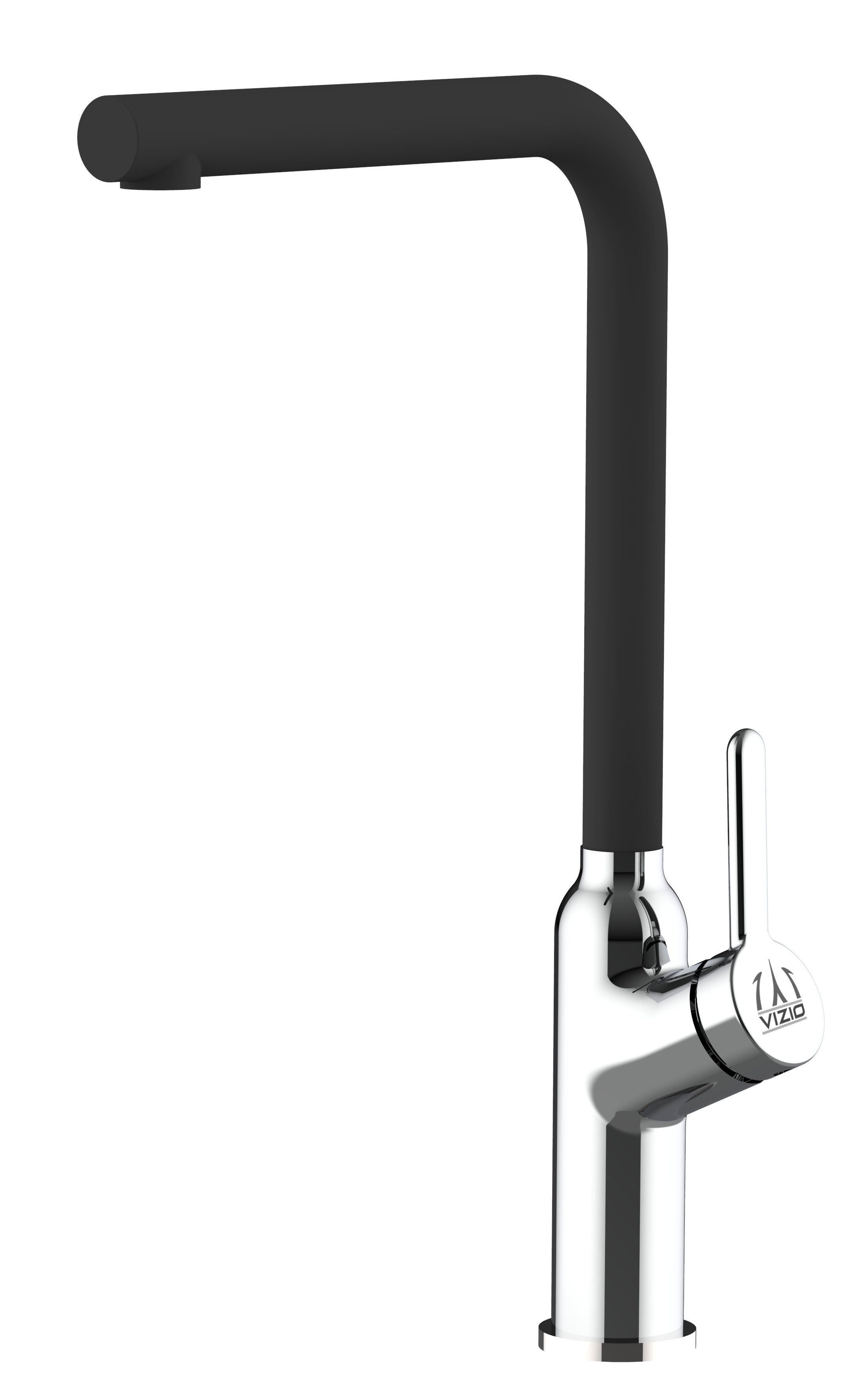 VIZIO Küchenarmatur Design Küchenarmatur chrom Wasserhahn mit 360° schwenkbarem Auslauf Hochdruck, Hochwertige Verchromung Chrom / Granit Schwarz