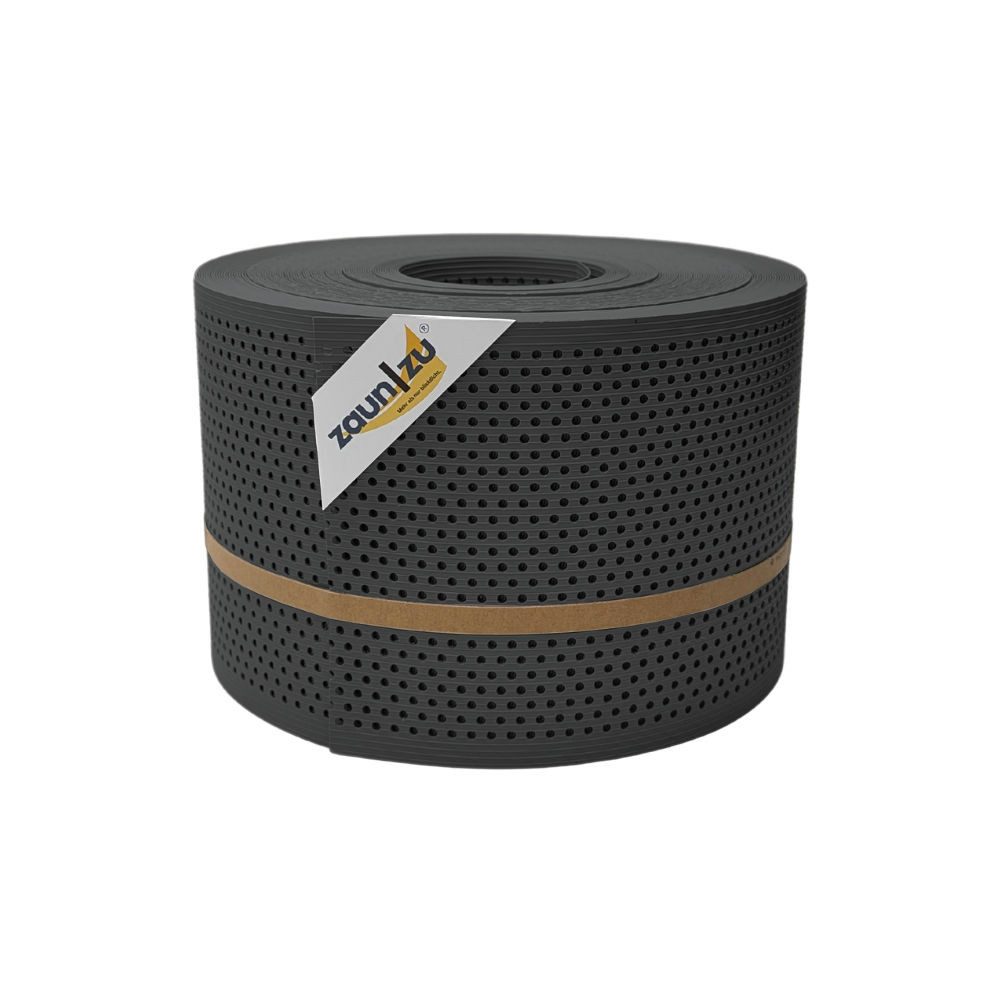 zaunzu Sichtschutzstreifen Rille Gelocht 20 Prozent PP Streifen Anthrazit 50m, (1, Streifen oder Rolle), 5 Jahre garantierte Farbechtheit