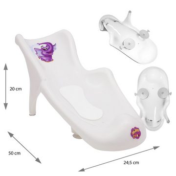 Maltex Babybadewanne Teile Set Elefant Weiß -Babybadeset Wanne Pflegeset Neugeborene, (Weiß mit Perleffekt - Spar Set), Wanne+Badesitz+Töpfchen+WC Aufsatz