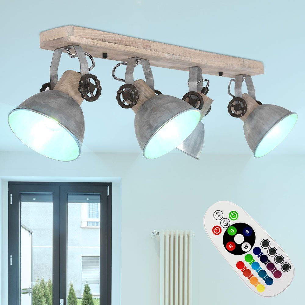 etc-shop LED Deckenspot, RETRO Decken Spot Leuchte Holz Licht-Schiene  Küchen Lampe beweglich im Set inkl. RGB LED Leuchtmittel online kaufen |  OTTO