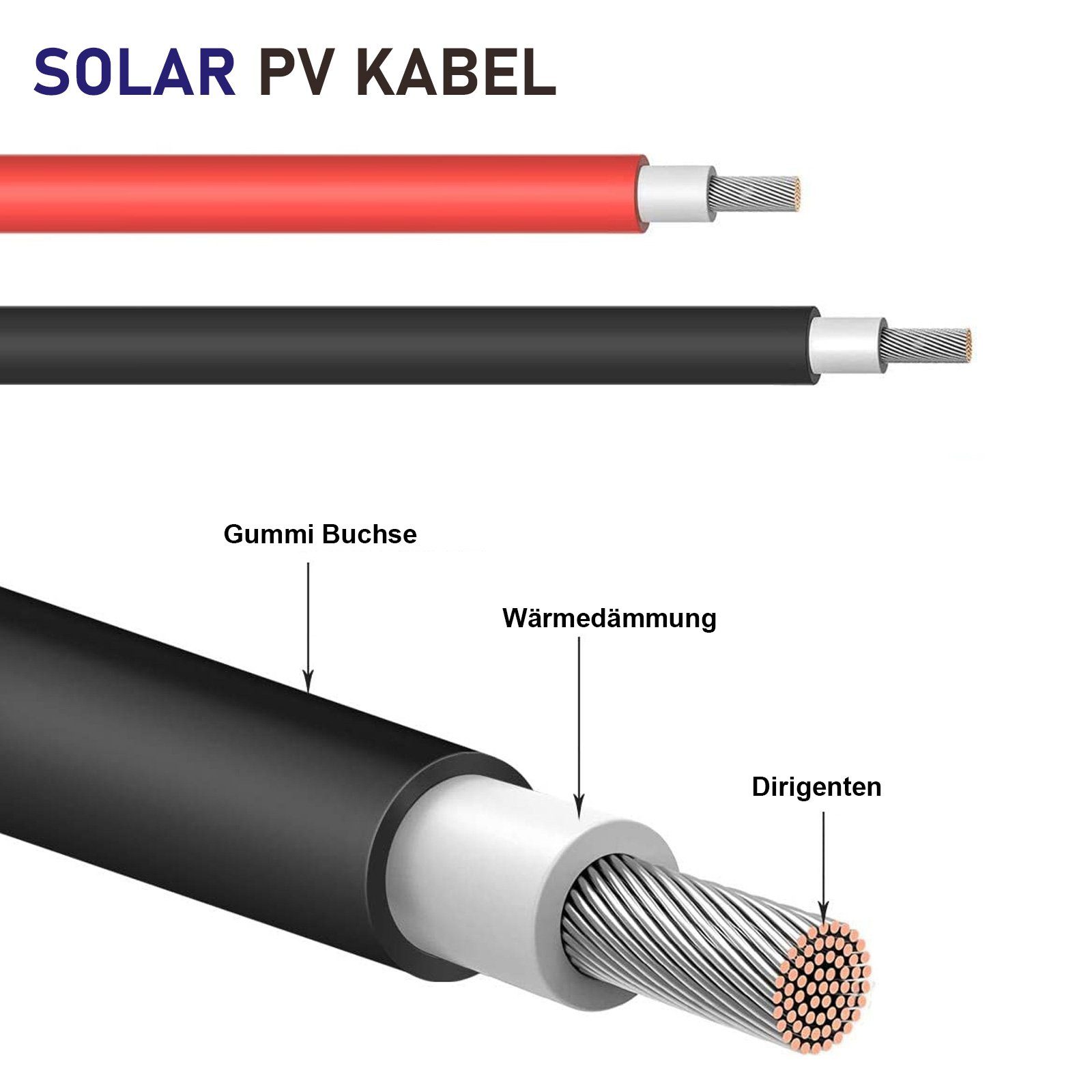 Rhein Beleuchtung PV-Panel Verlängerungskabel 6 mm² (2 Paar) Solarkabel, MC4-Stecker, Für Solarmodule, Wohnmobil & Balkonkraftwerk (500 cm), UV-beständig & wass – Bild 2 von 5