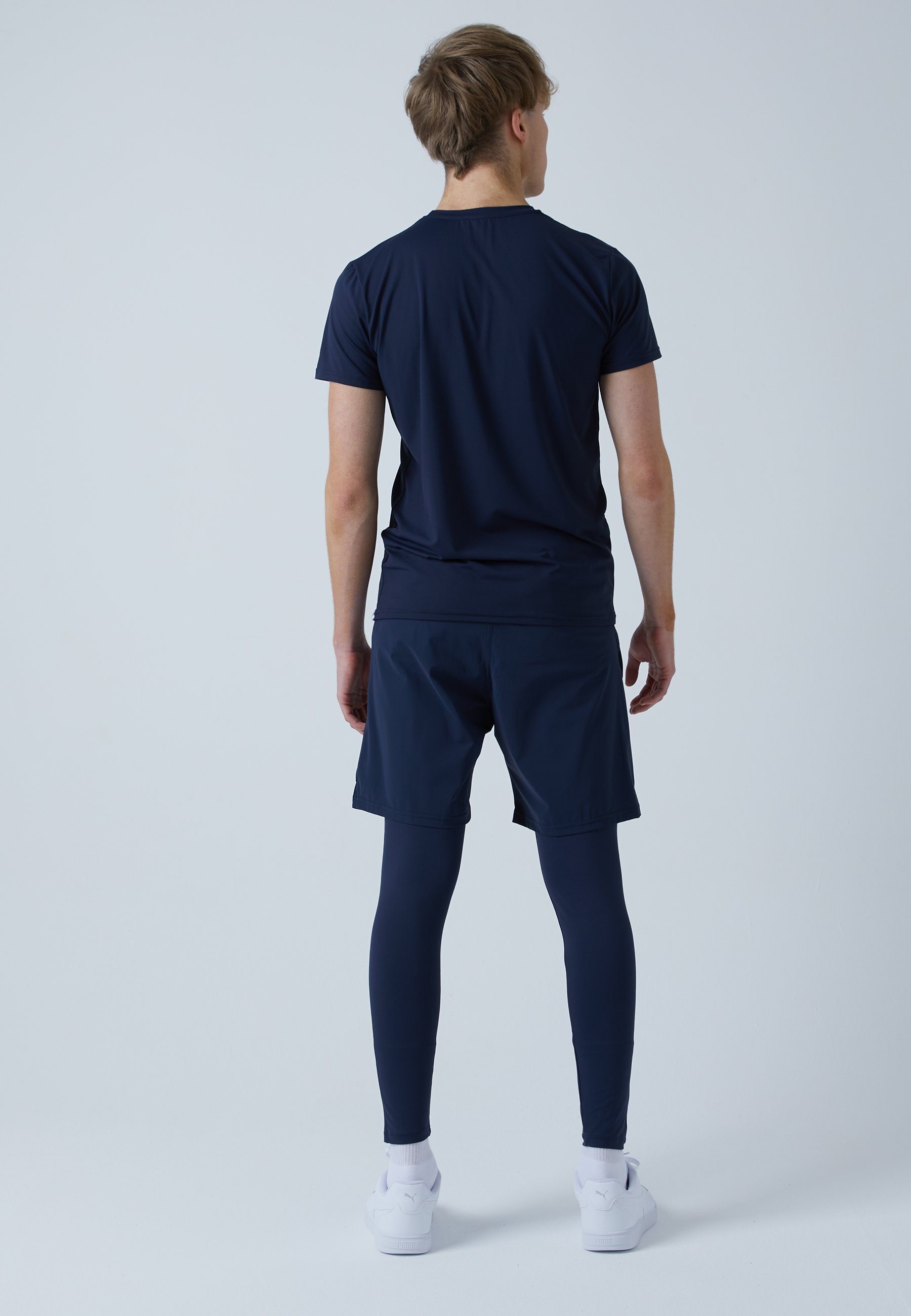 SPORTKIND & Herren 2-in-1 Leggings Jungen navy Sporthose mit Shorts blau