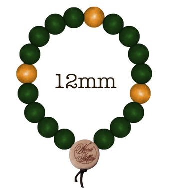 WOOD FELLAS Armband WOOD FELLAS Perlen-Schmuck schickes Holz-Armband mit Holzanhänger Deluxe Pearl Bracelet Grün/Gelb