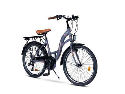 Toys Store Jugendfahrrad 24" Zoll Alu City Bike Mädchen Fahrrad Kinderfahrrad Shimano 21 Gang, 21 Gang, Shimano