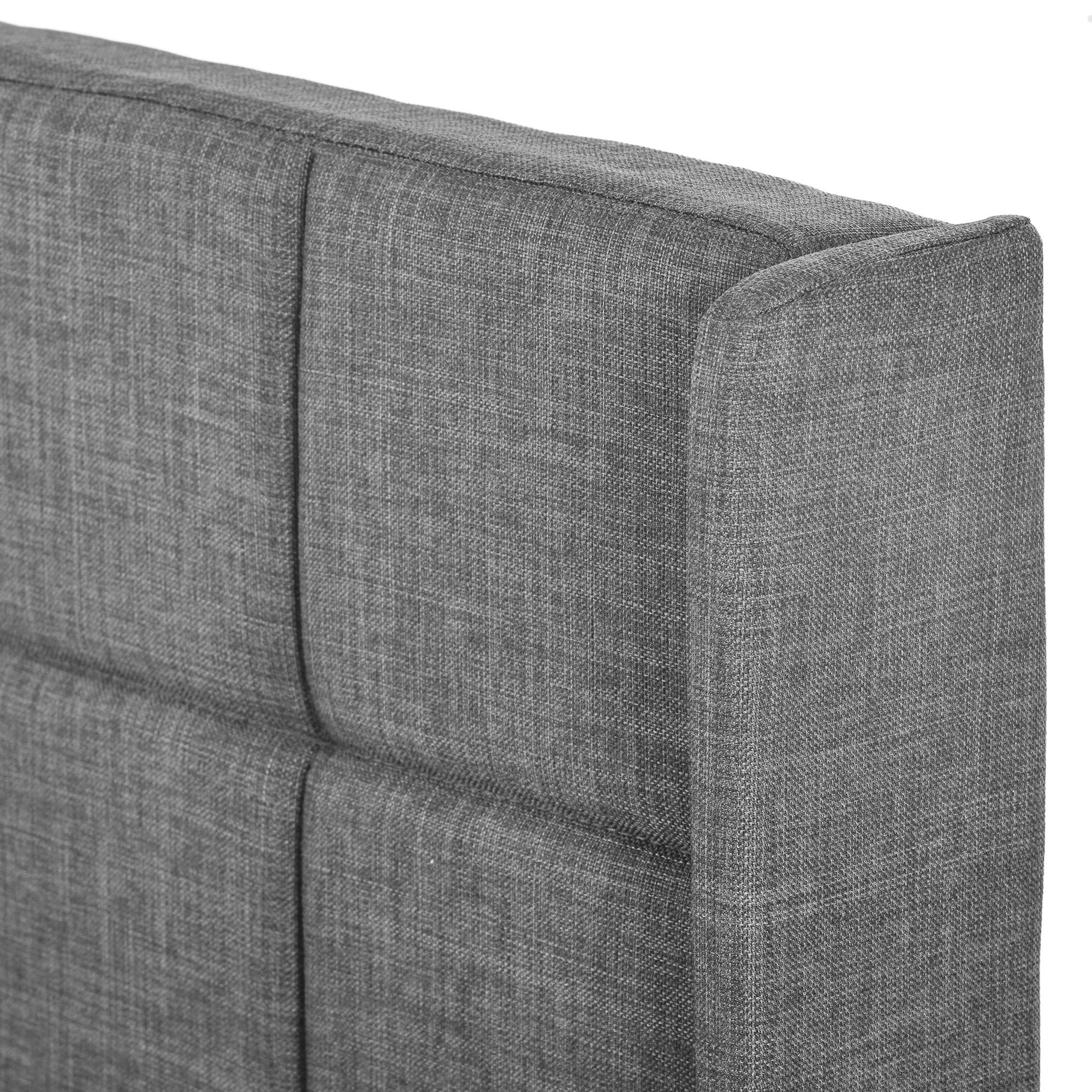 Polsterbett, Holzbett 90x200 cm, Lattenrost aus Holz, Gepolstertes Kopfteil, Leinen